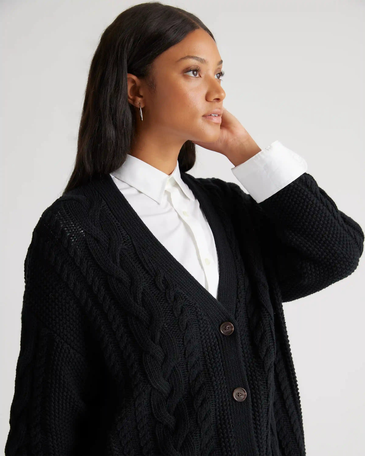 100% Organic Cotton Oversized Cable Cardigan