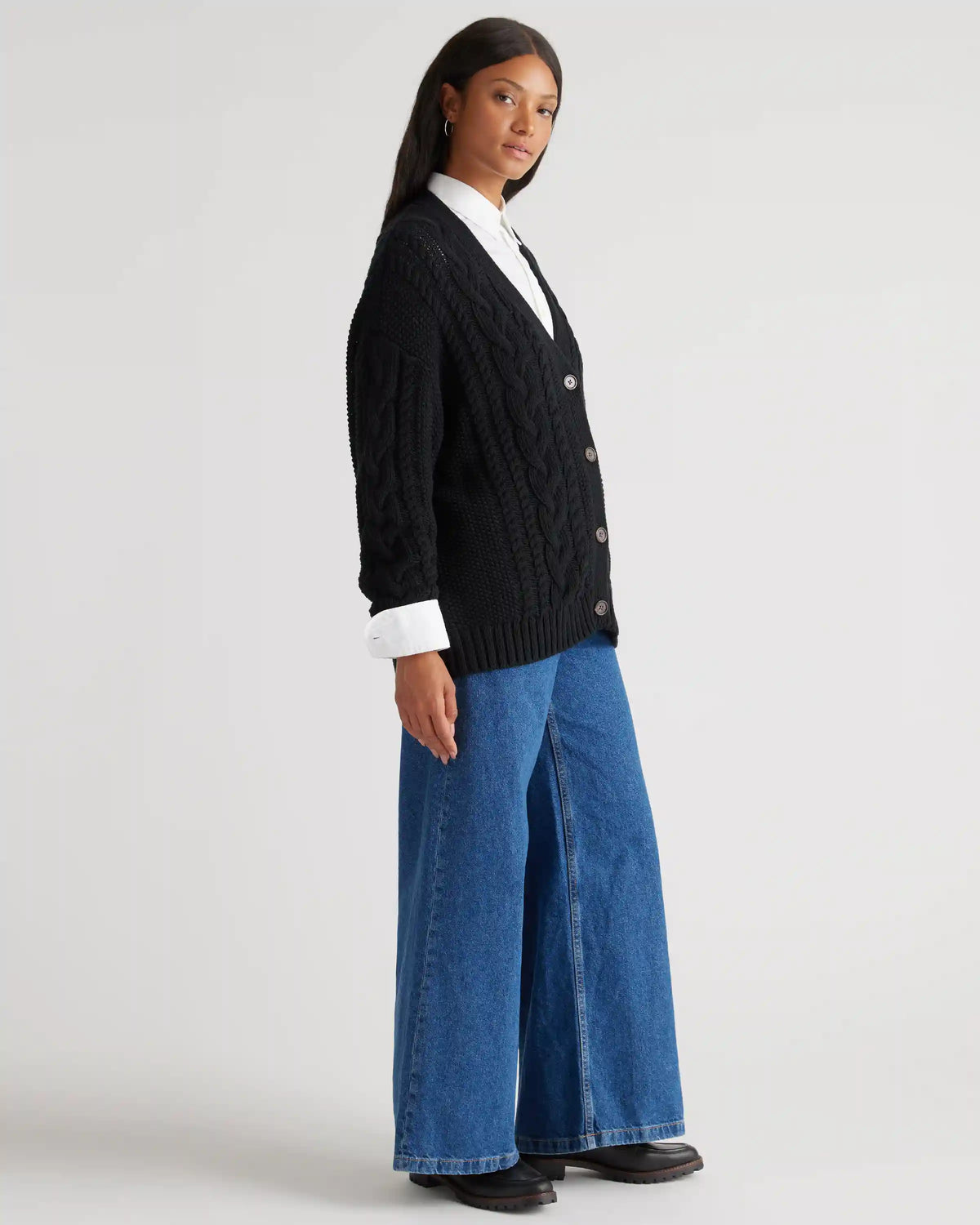 100% Organic Cotton Oversized Cable Cardigan