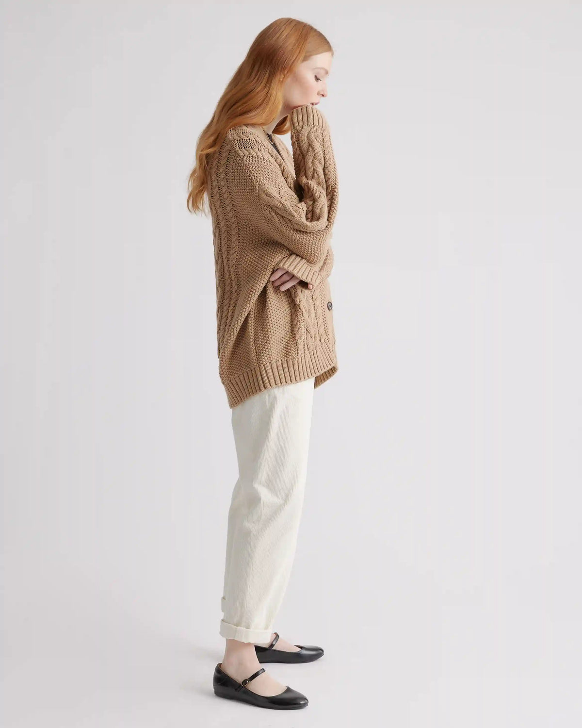 100% Organic Cotton Oversized Cable Cardigan