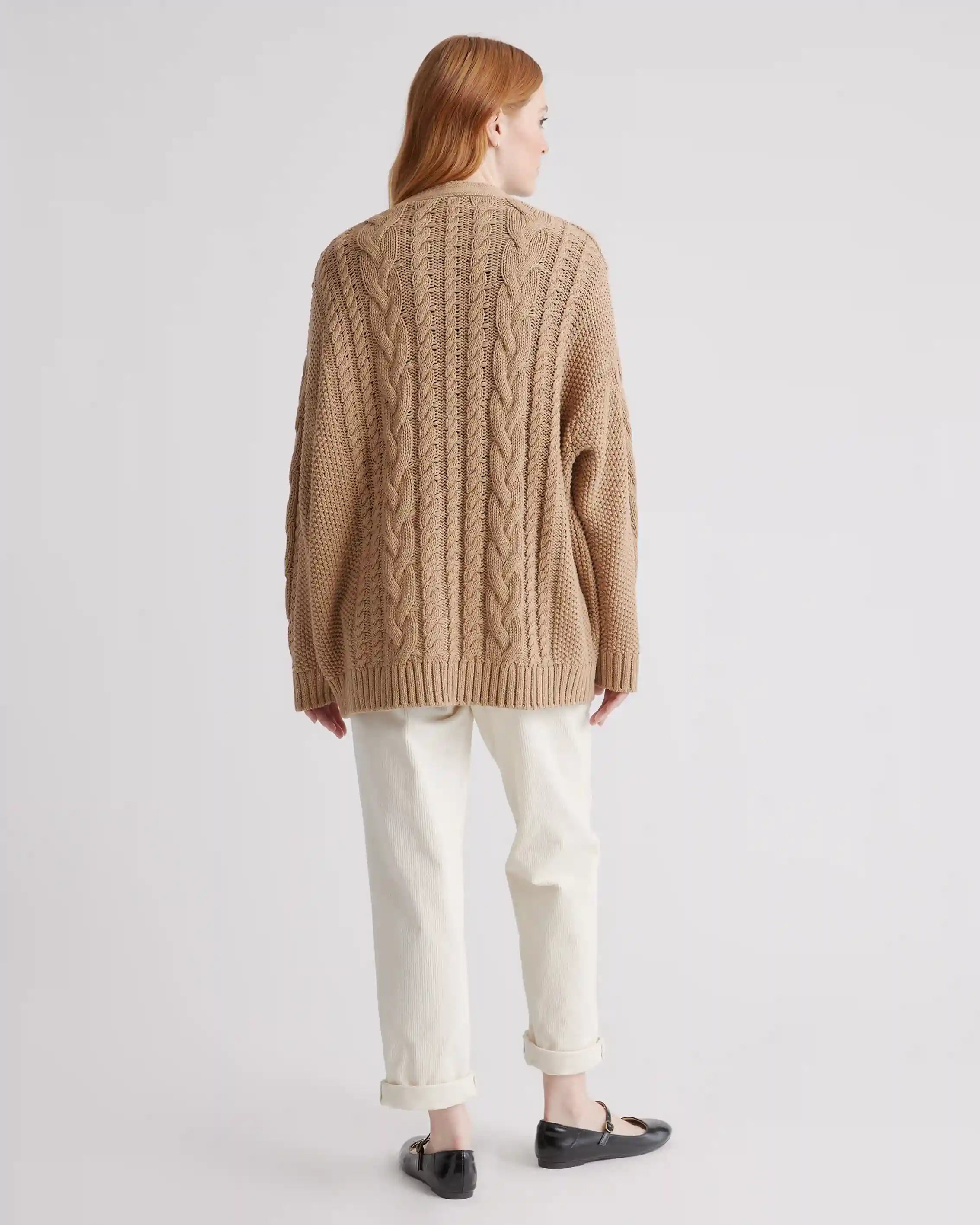 100% Organic Cotton Oversized Cable Cardigan