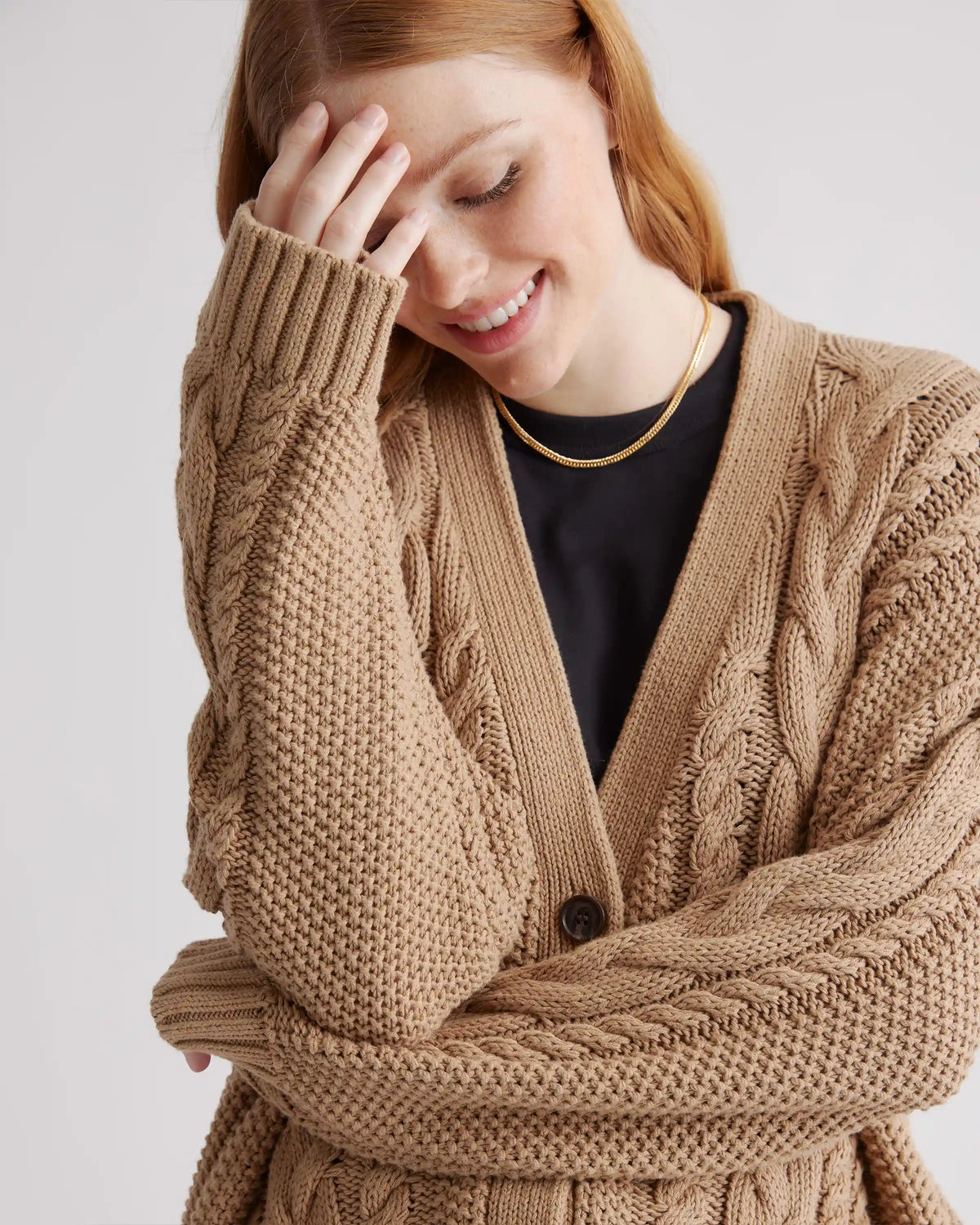 100% Organic Cotton Oversized Cable Cardigan