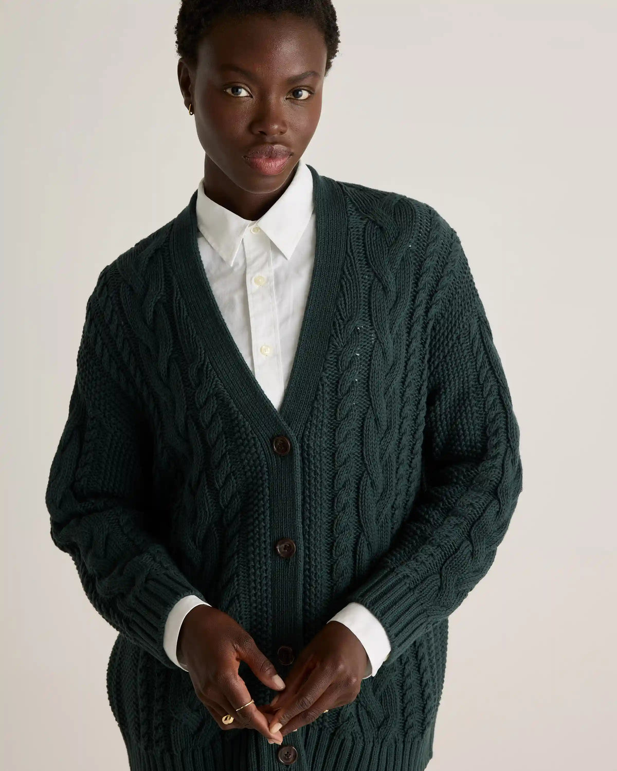 100% Organic Cotton Oversized Cable Cardigan