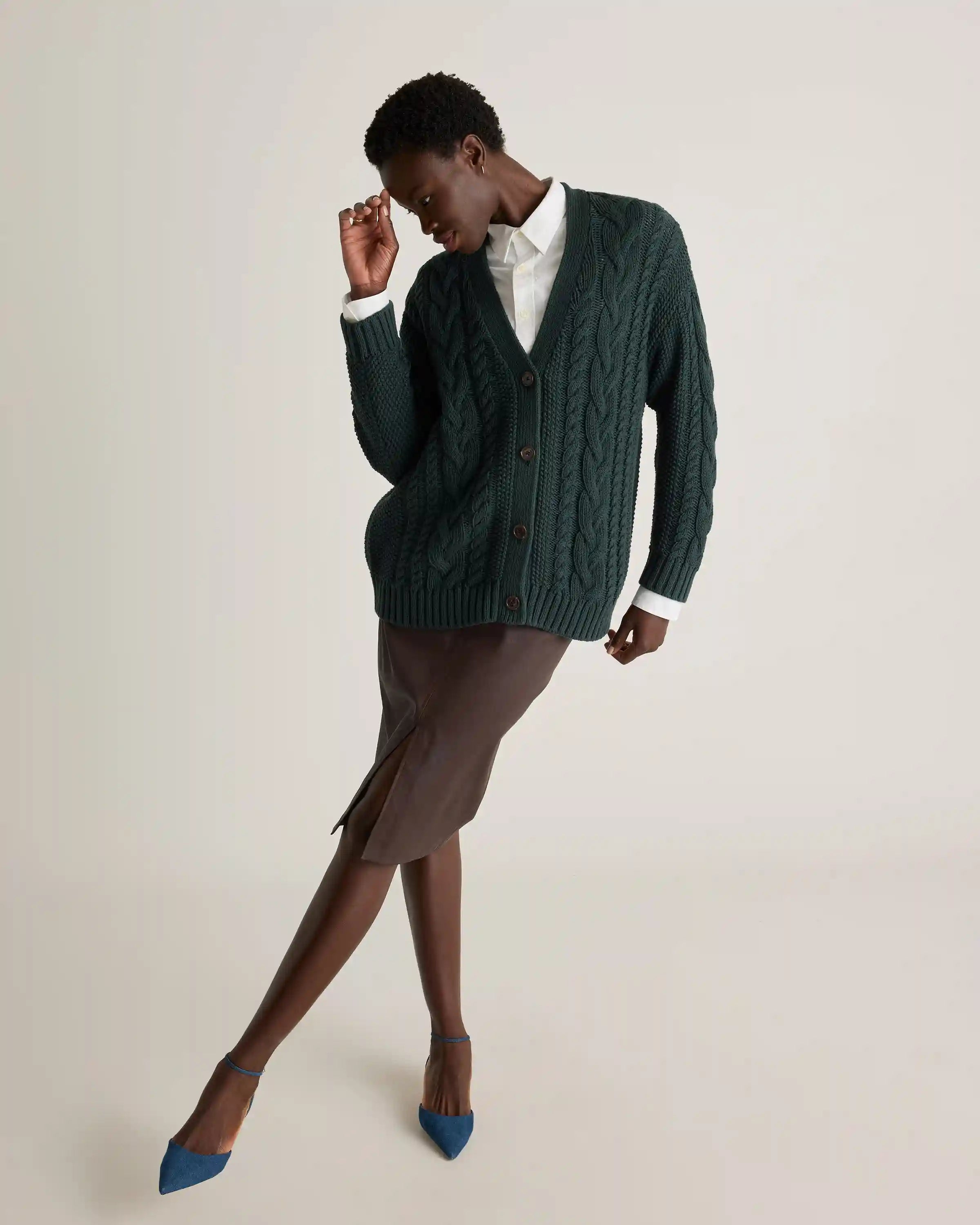 100% Organic Cotton Oversized Cable Cardigan