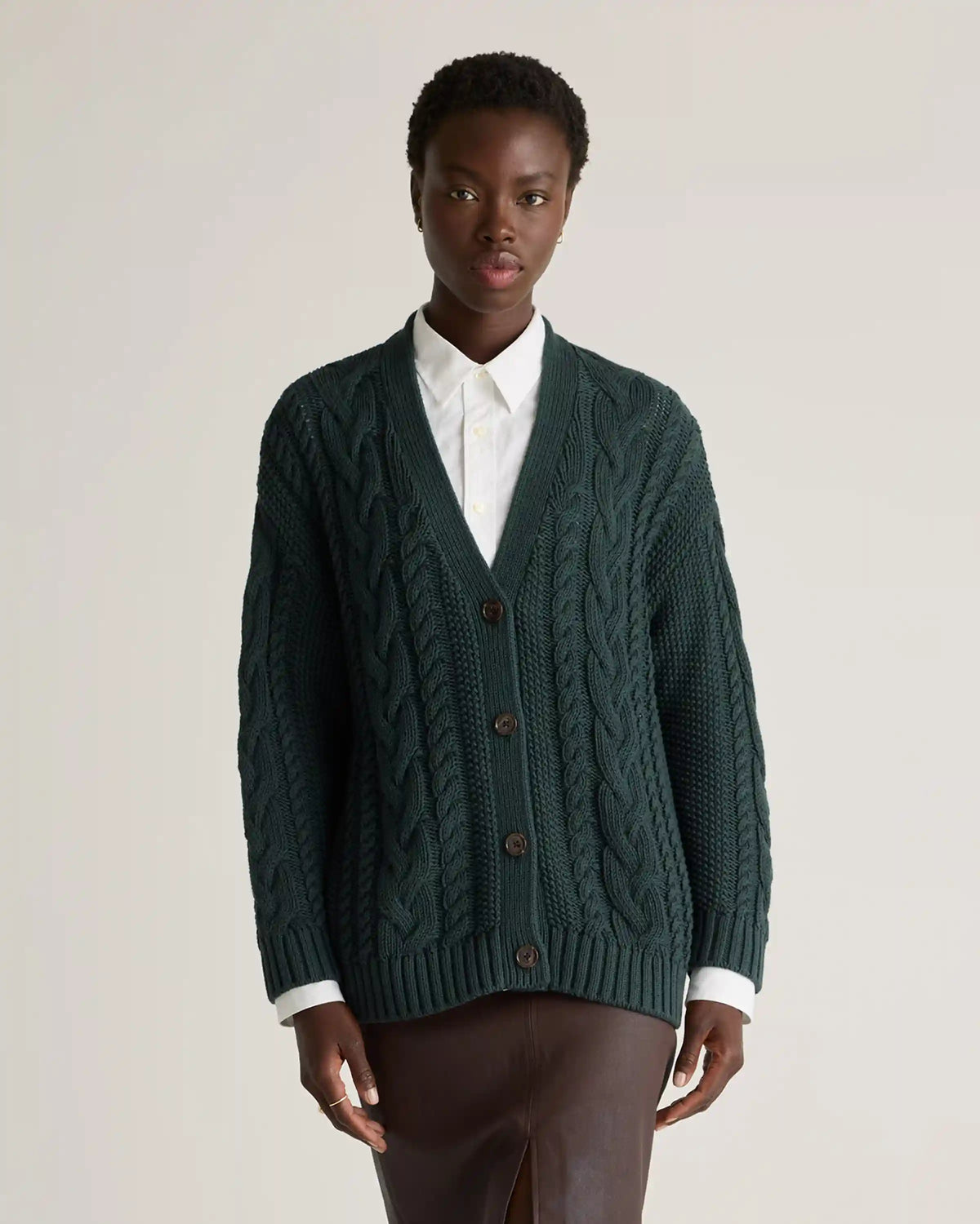 100% Organic Cotton Oversized Cable Cardigan