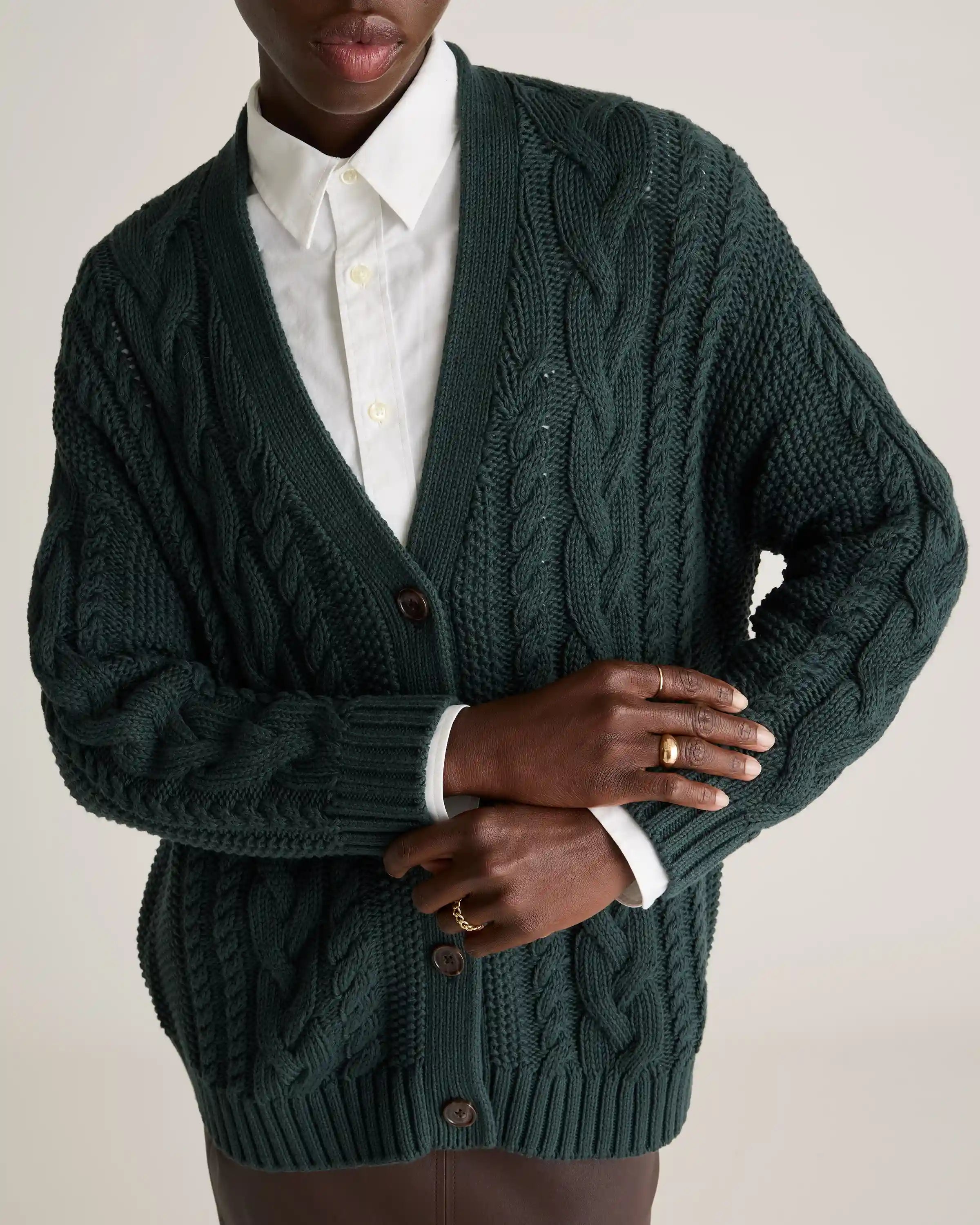 100% Organic Cotton Oversized Cable Cardigan