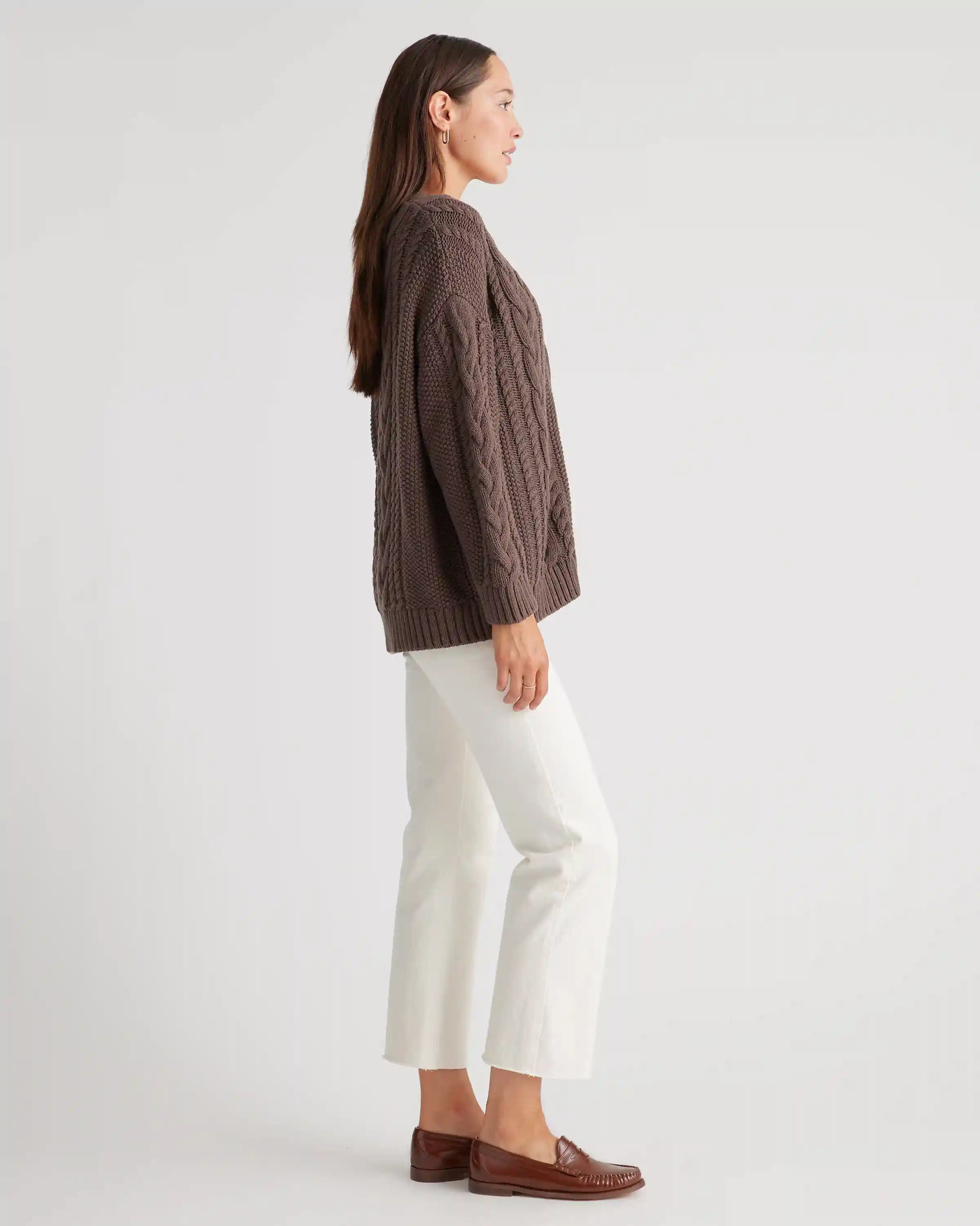 100% Organic Cotton Oversized Cable Cardigan
