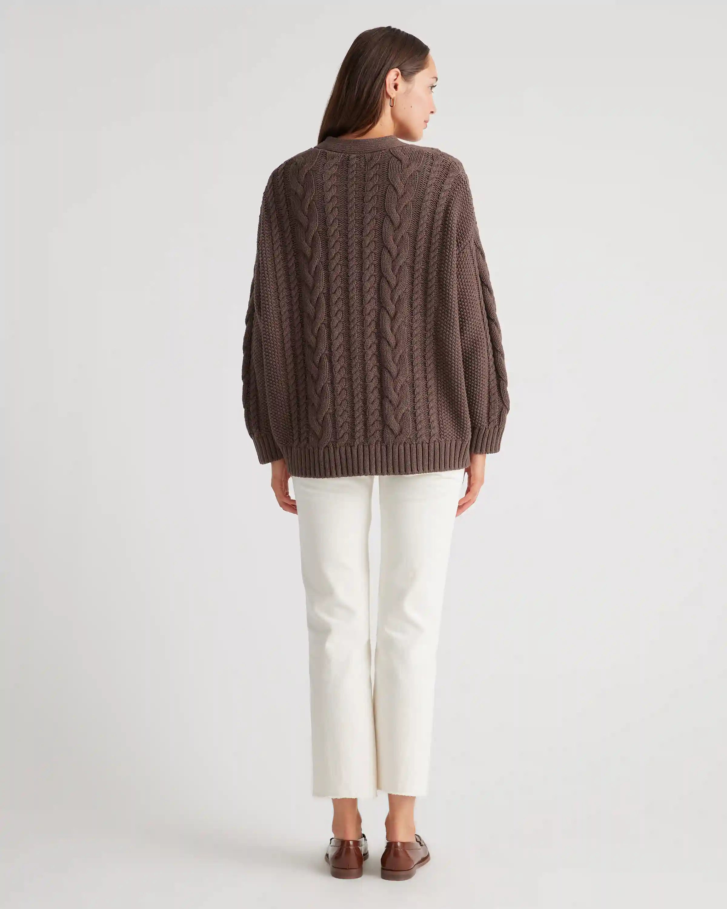 100% Organic Cotton Oversized Cable Cardigan