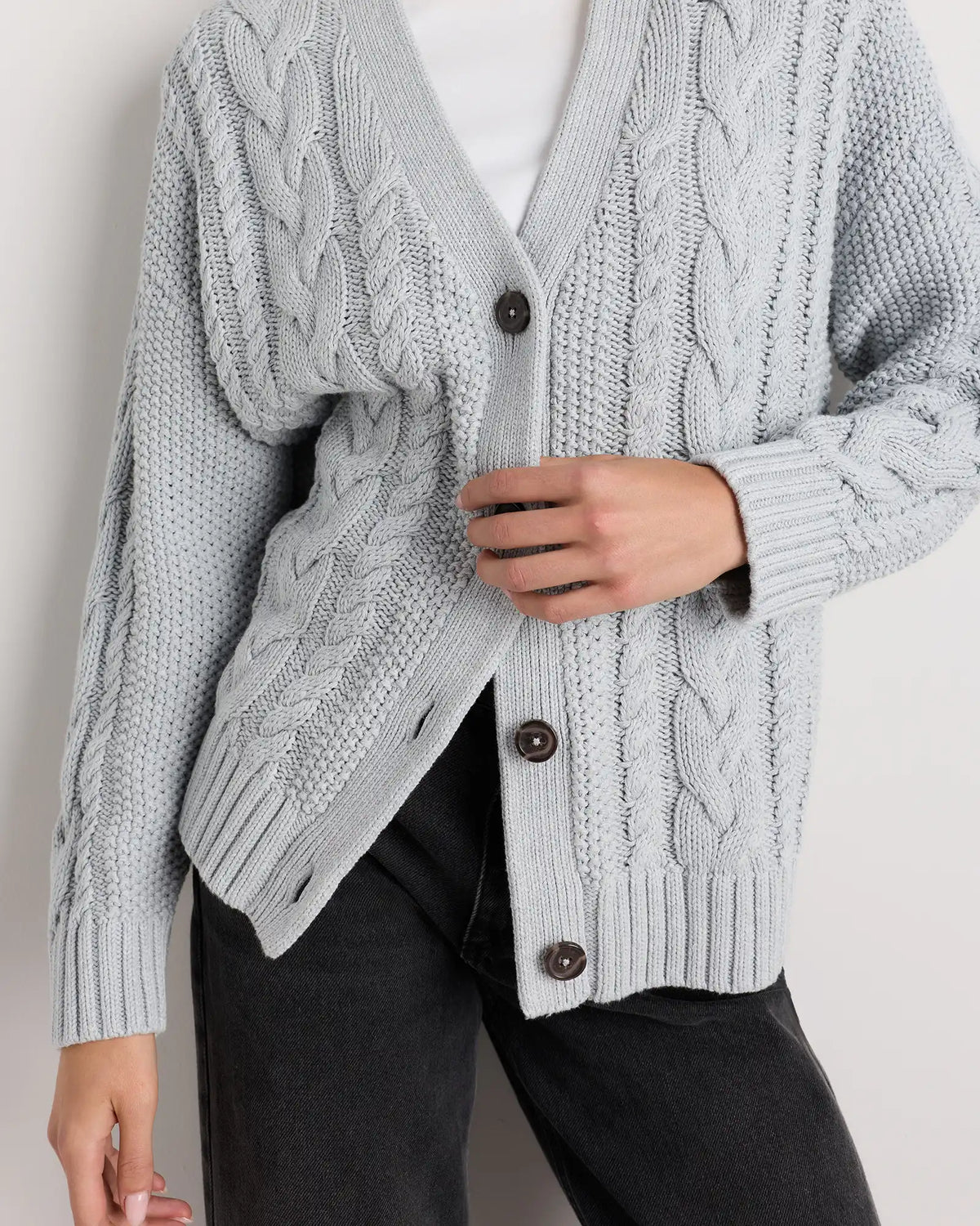 100% Organic Cotton Oversized Cable Cardigan