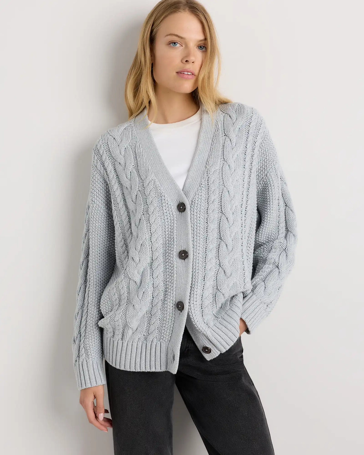 100% Organic Cotton Oversized Cable Cardigan