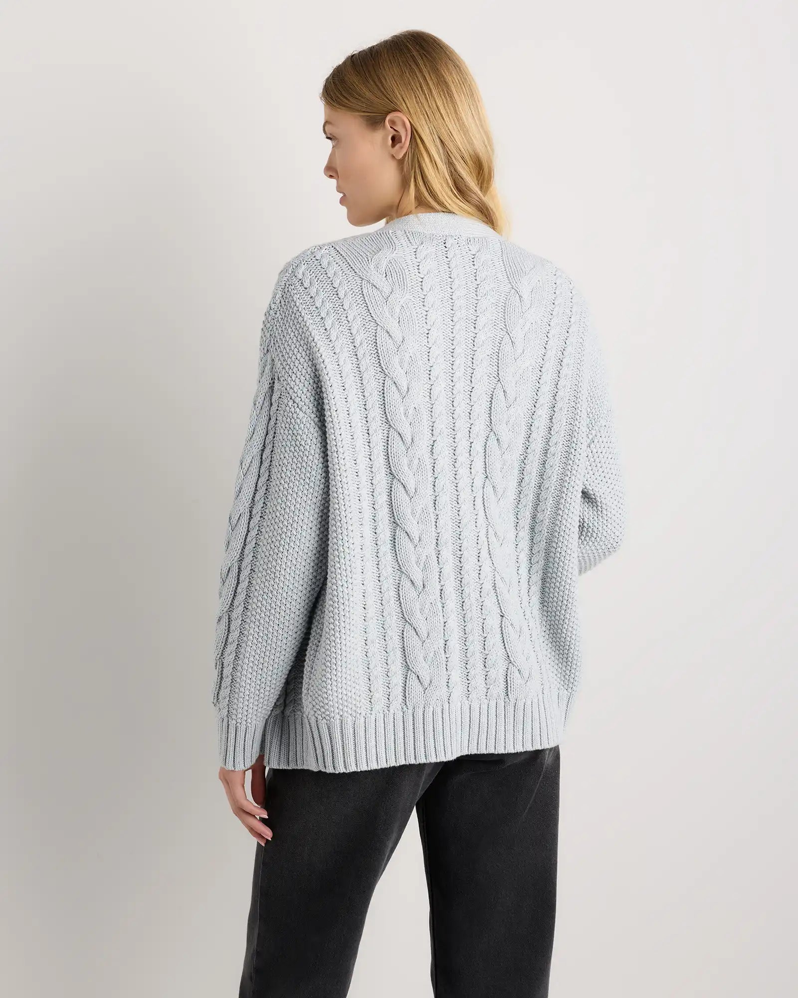 100% Organic Cotton Oversized Cable Cardigan