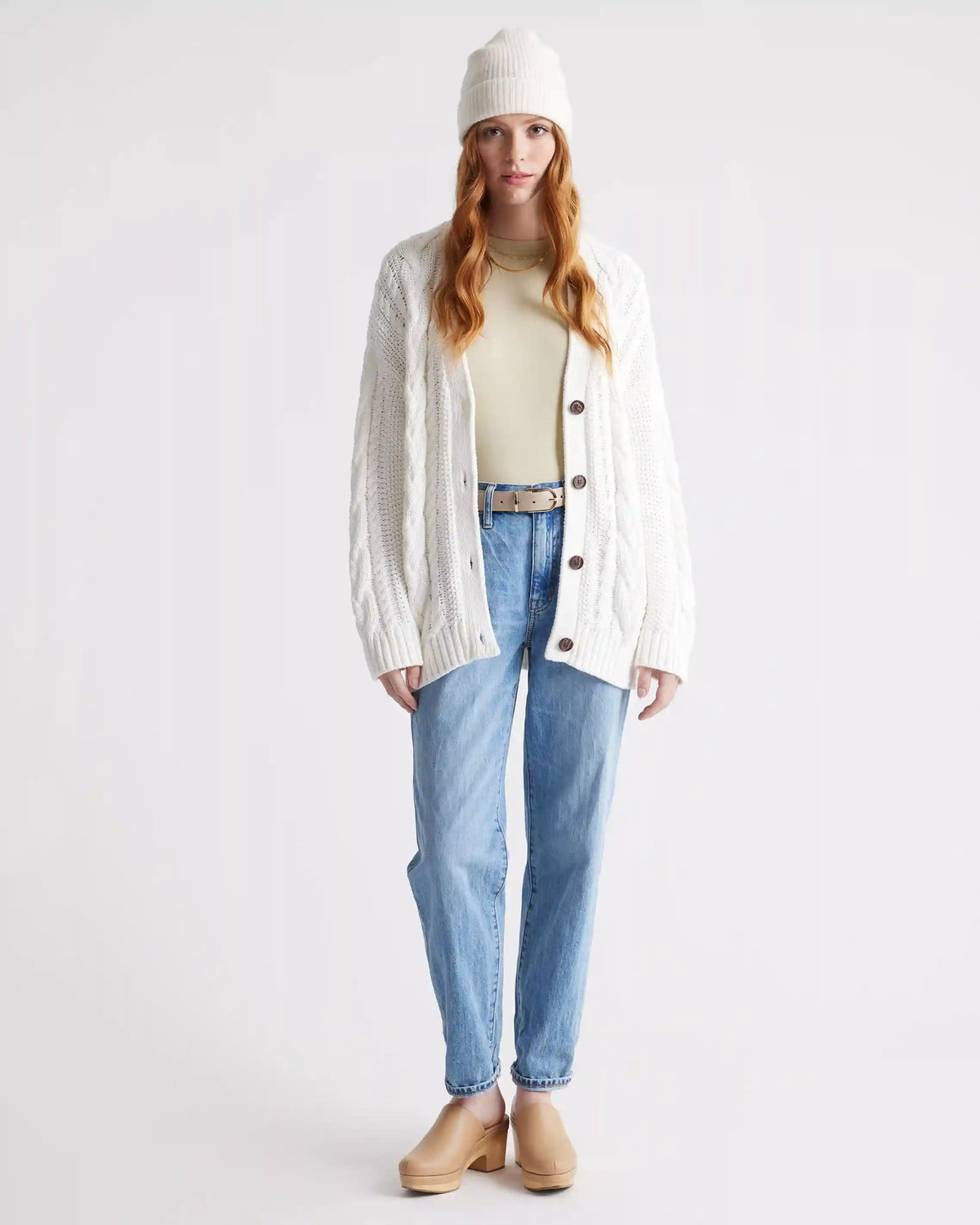 100% Organic Cotton Oversized Cable Cardigan