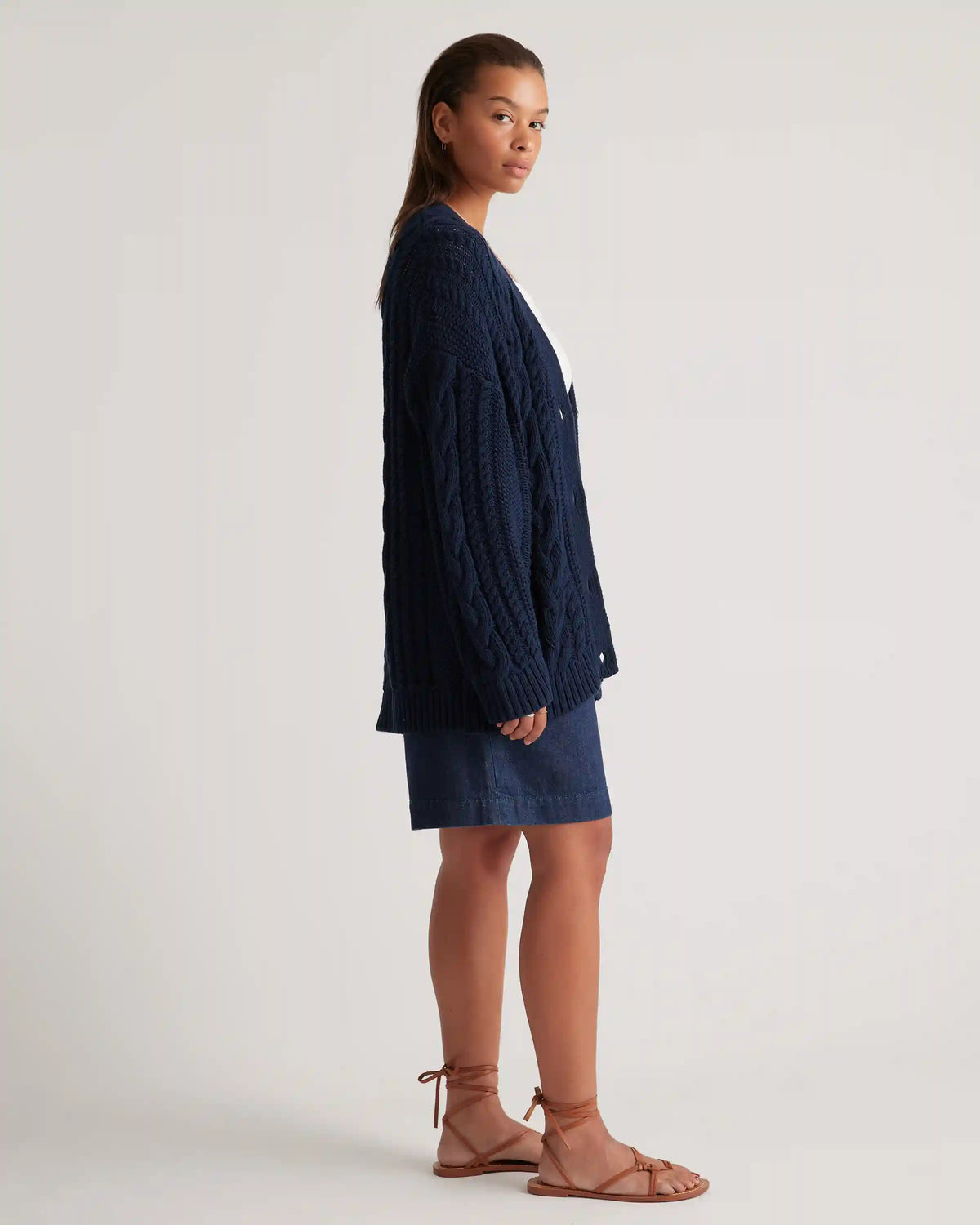 100% Organic Cotton Oversized Cable Cardigan