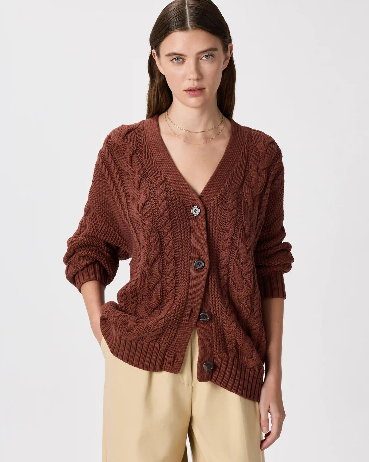 100% Organic Cotton Oversized Cable Cardigan