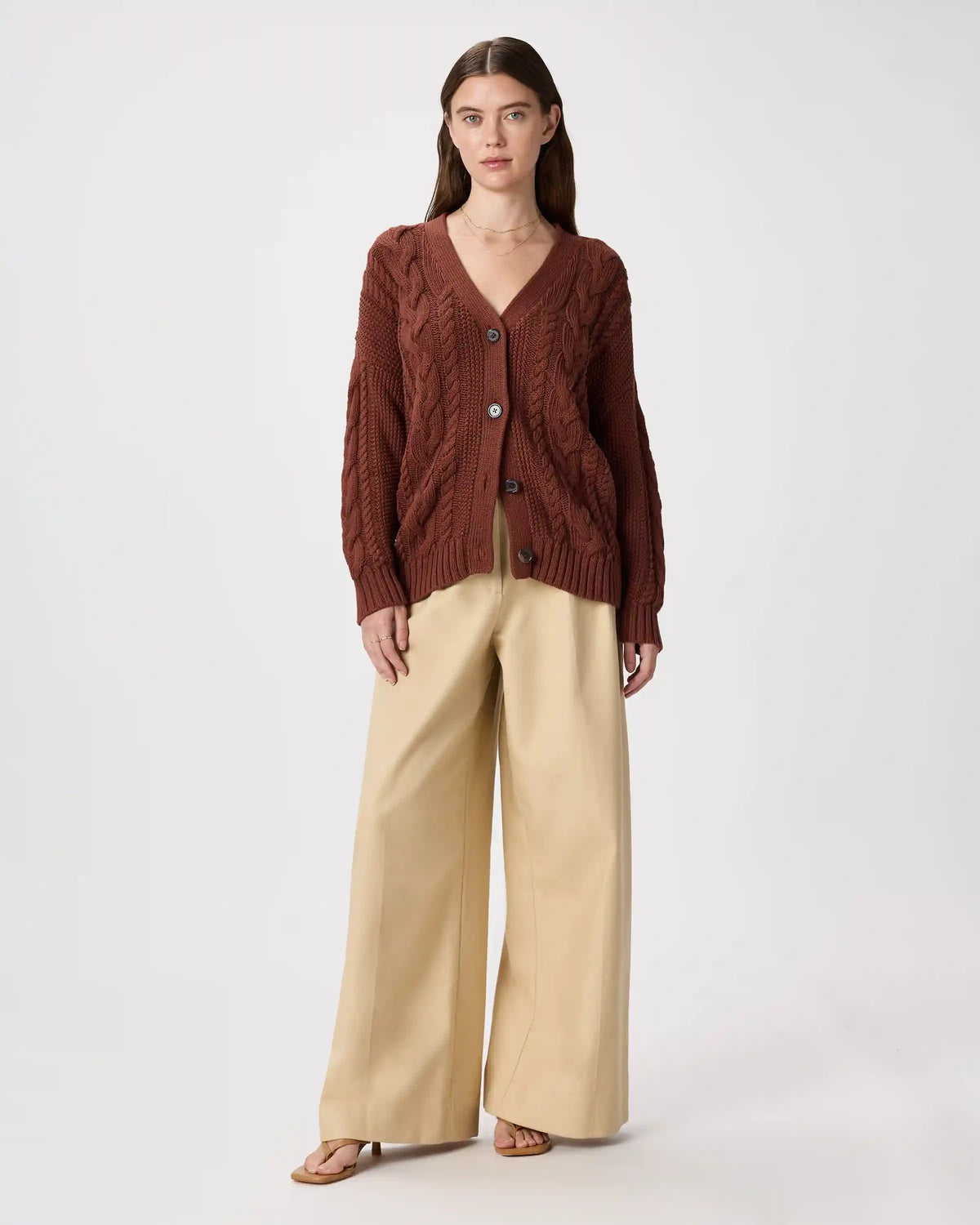 100% Organic Cotton Oversized Cable Cardigan