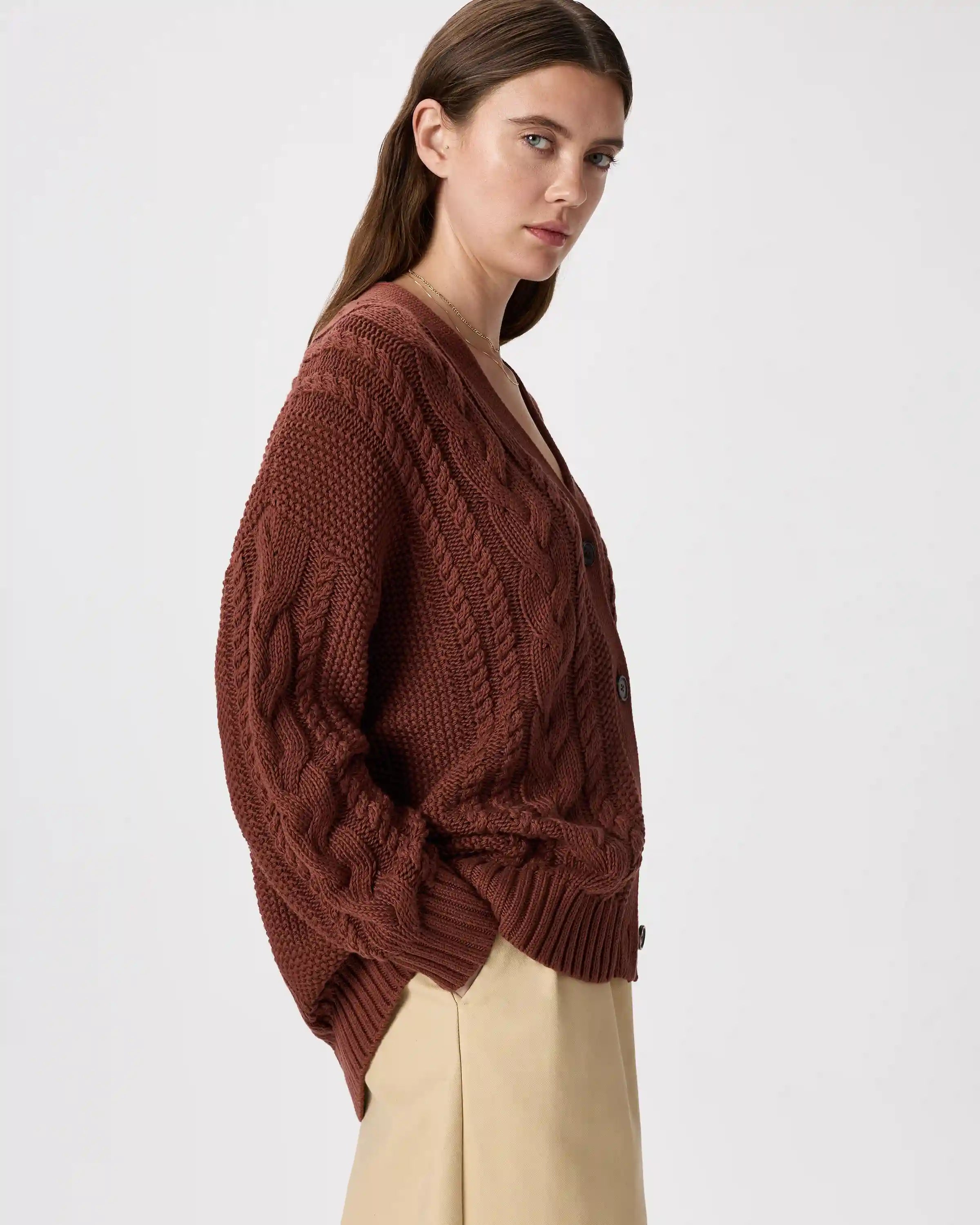 100% Organic Cotton Oversized Cable Cardigan