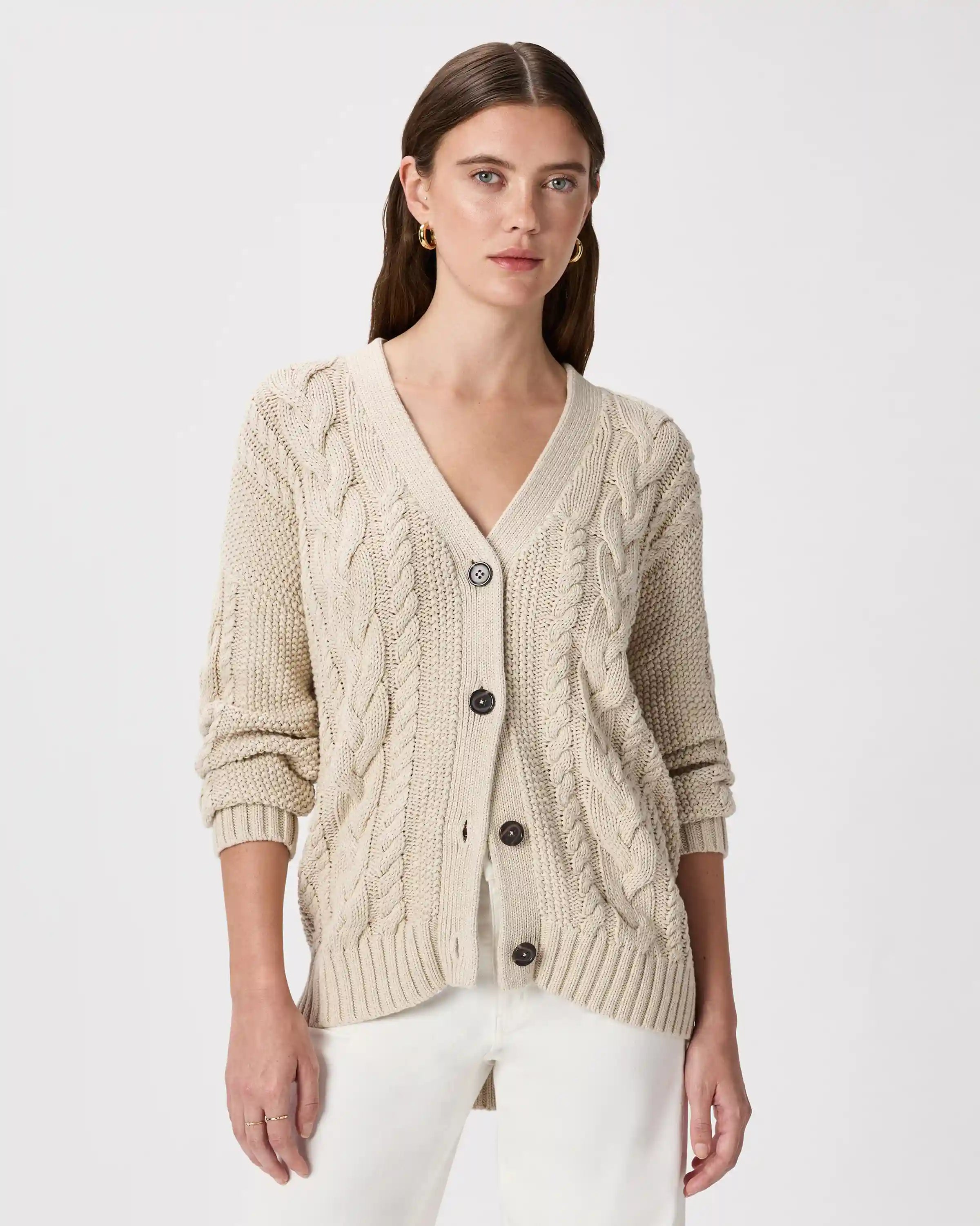 100% Organic Cotton Oversized Cable Cardigan