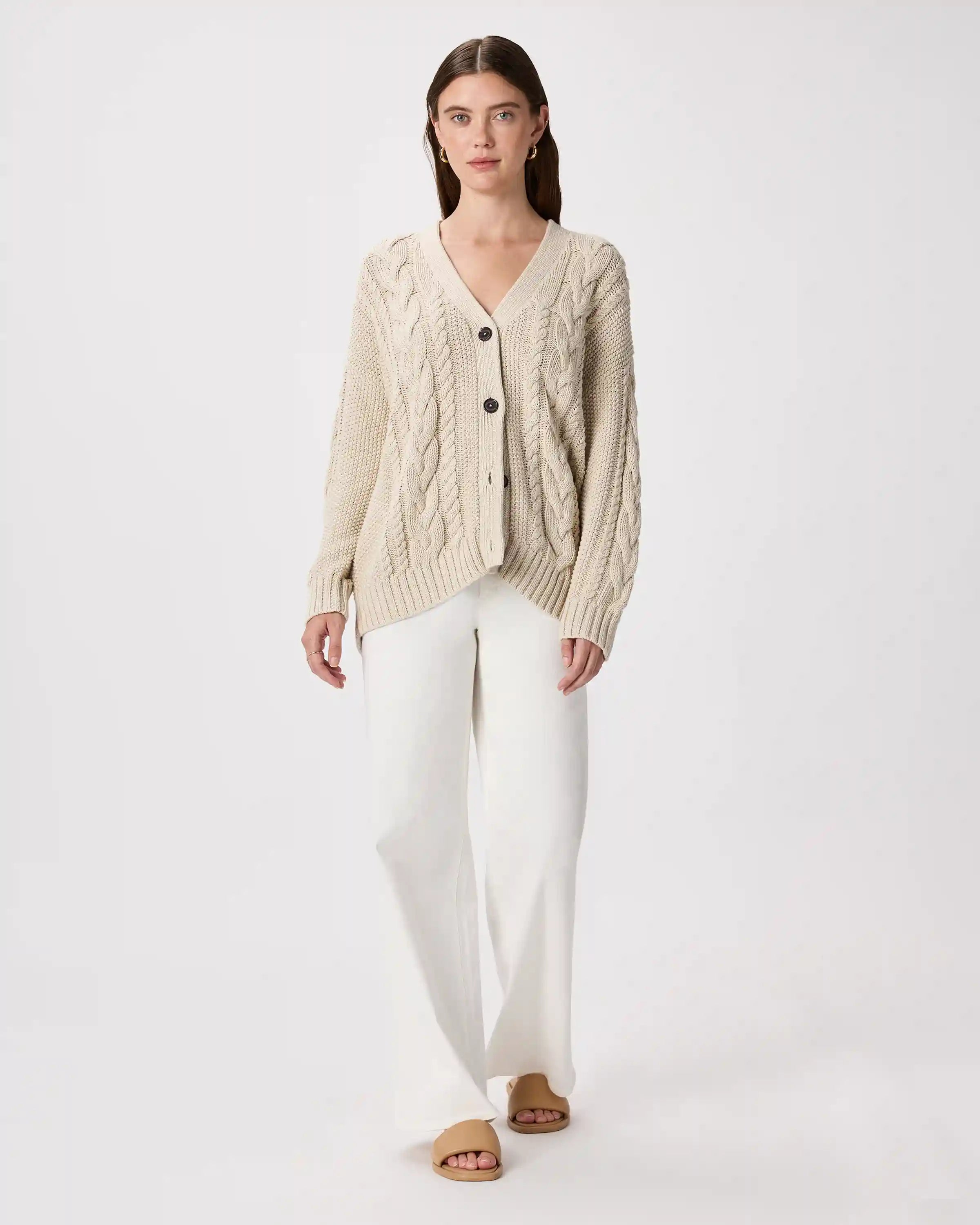 100% Organic Cotton Oversized Cable Cardigan