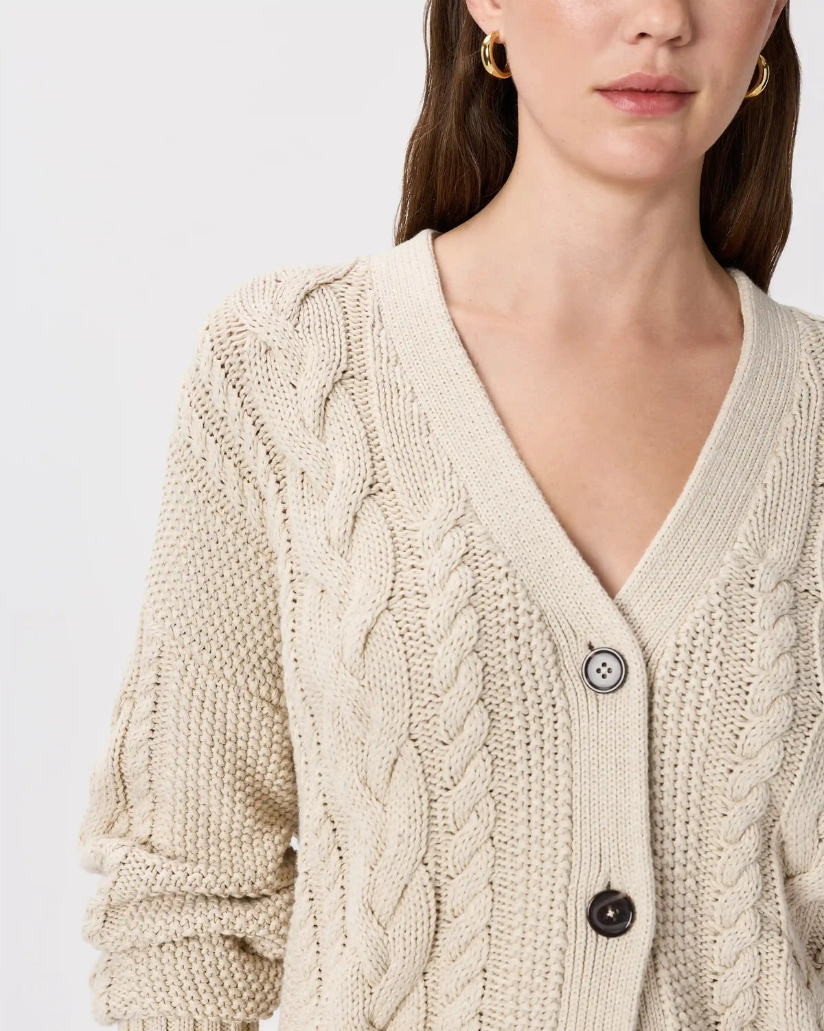 100% Organic Cotton Oversized Cable Cardigan