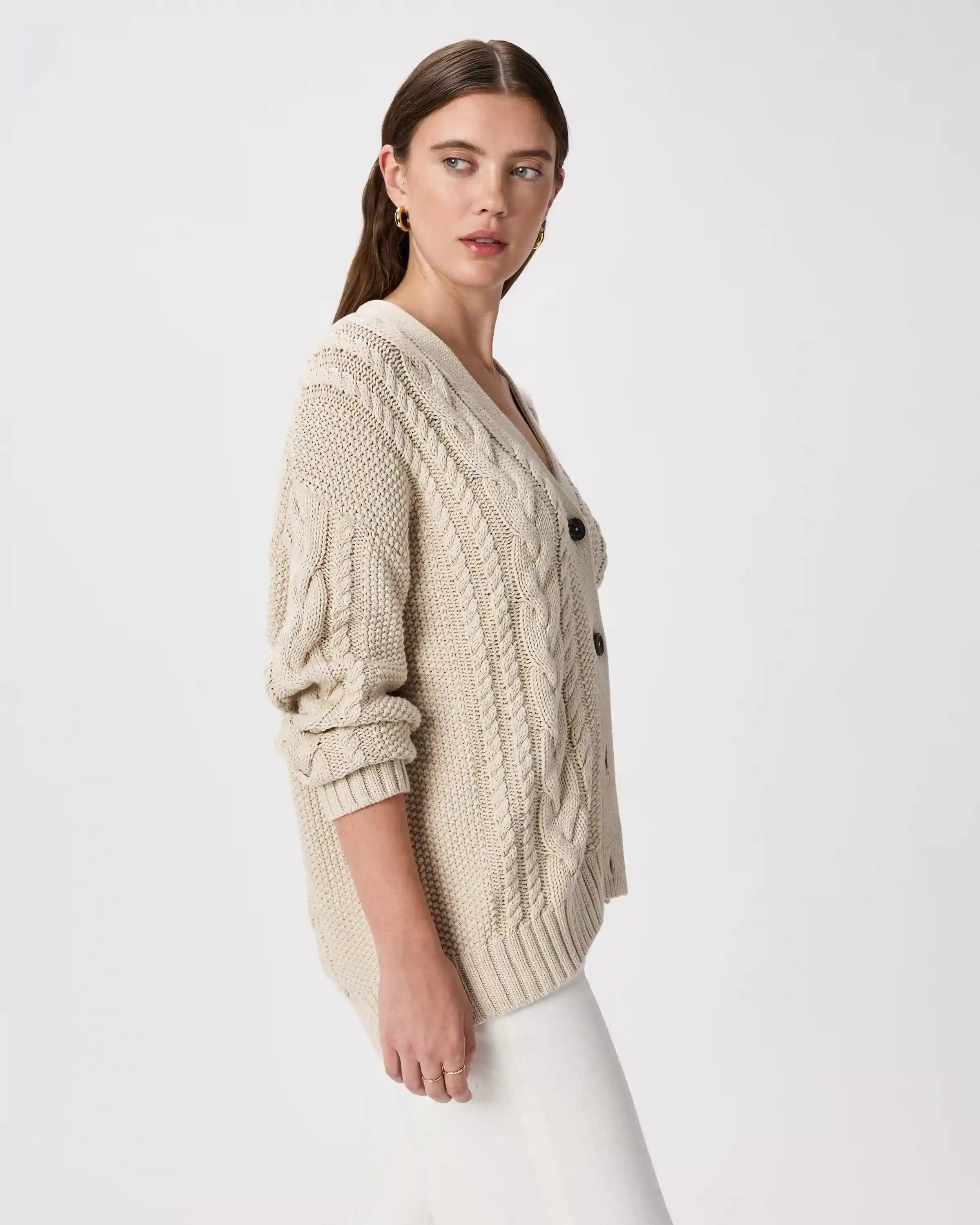 100% Organic Cotton Oversized Cable Cardigan