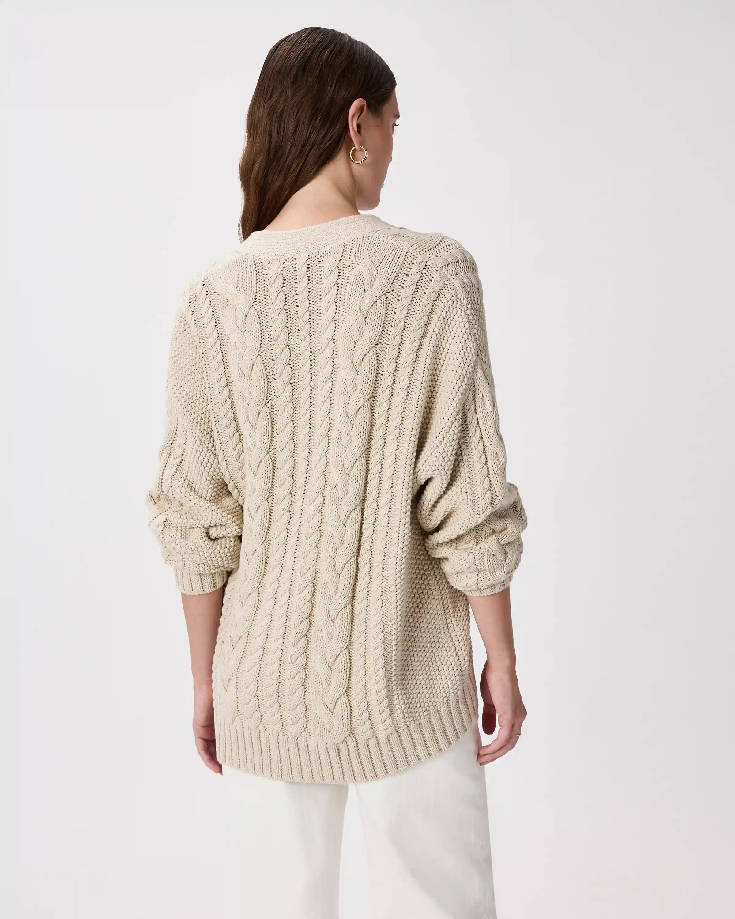 100% Organic Cotton Oversized Cable Cardigan