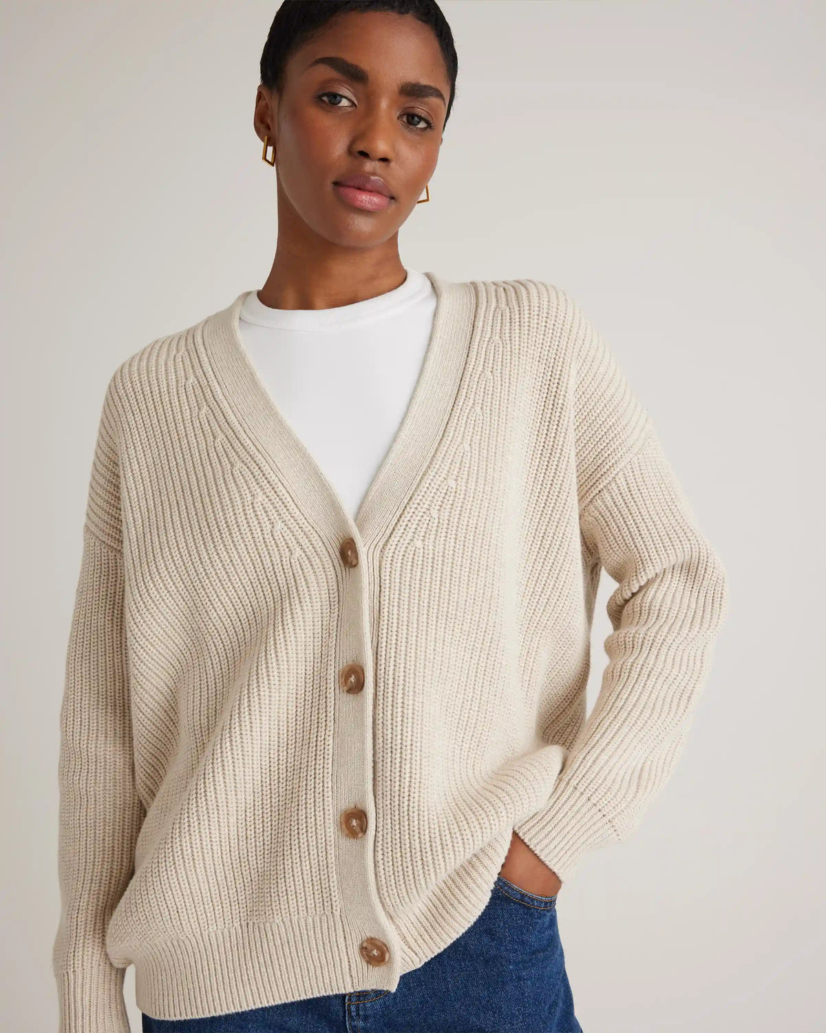 100% Organic Cotton Oversized Boyfriend Cardigan