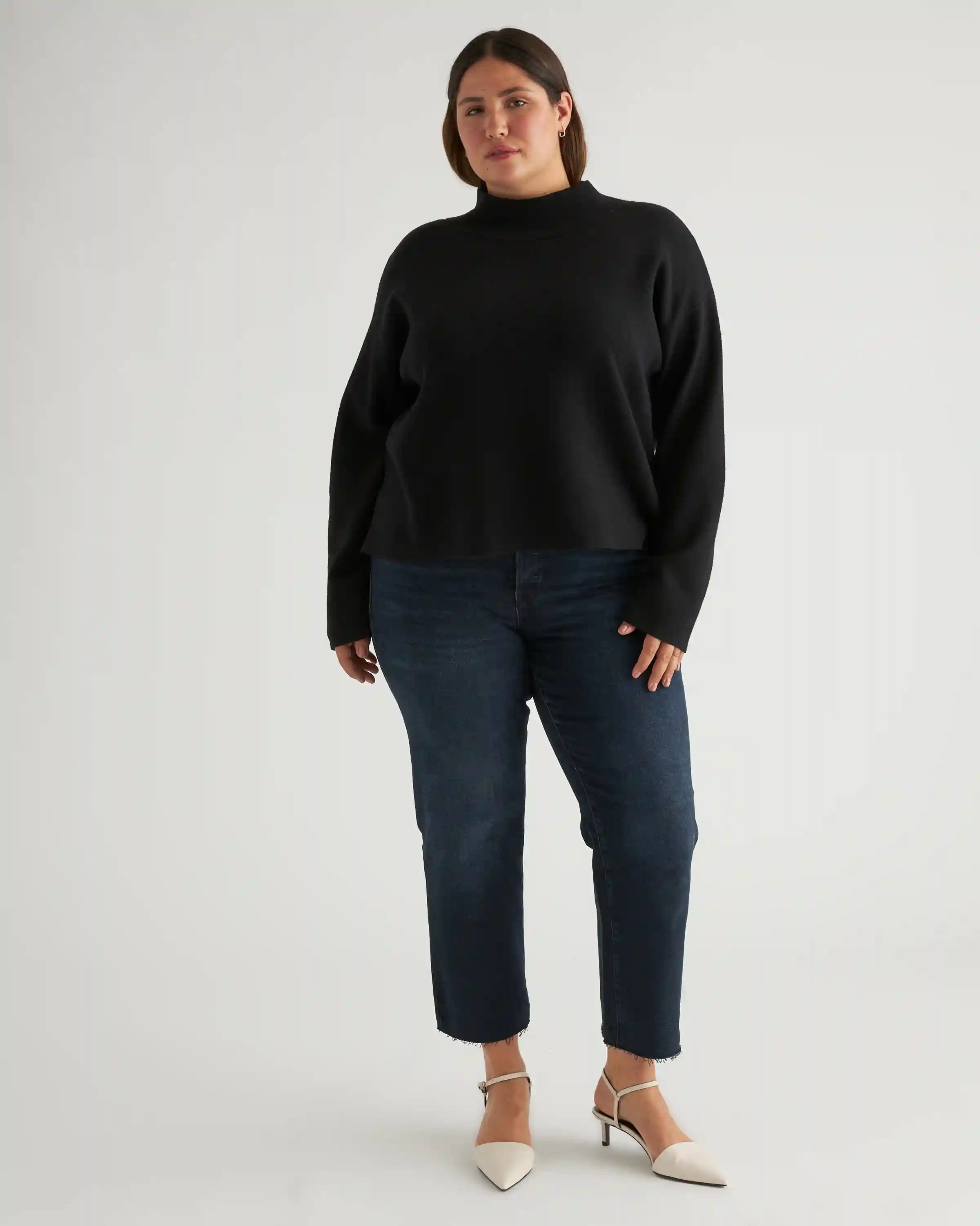 Eco-Knit Milano Stitch Mock Neck Pullover