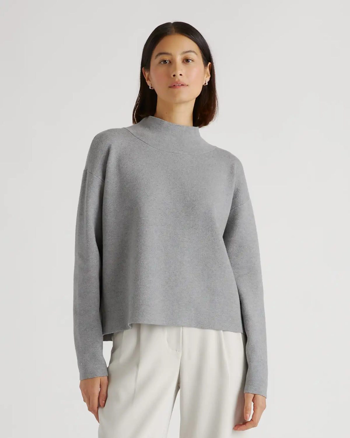 Eco-Knit Milano Stitch Mock Neck Pullover