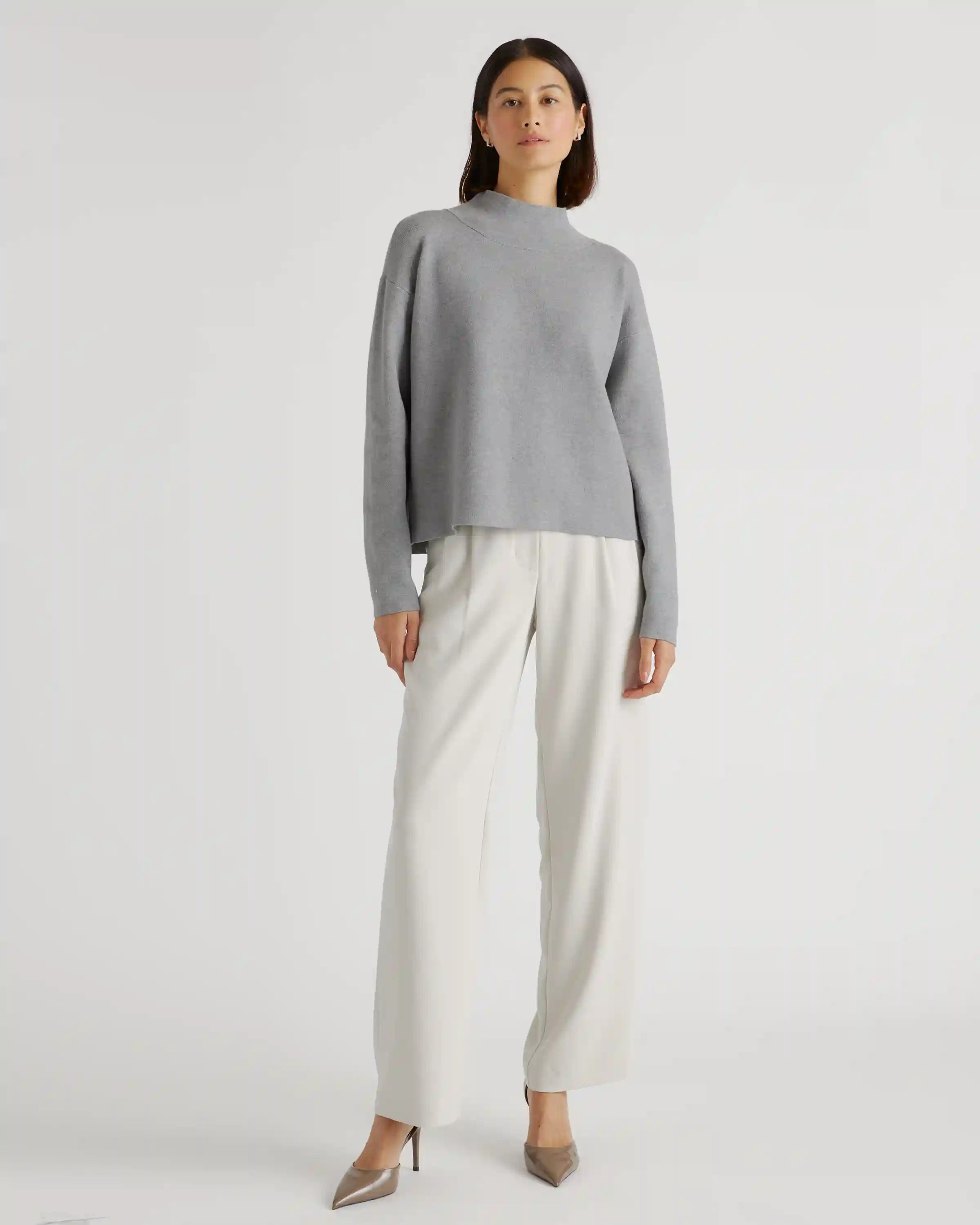 Eco-Knit Milano Stitch Mock Neck Pullover