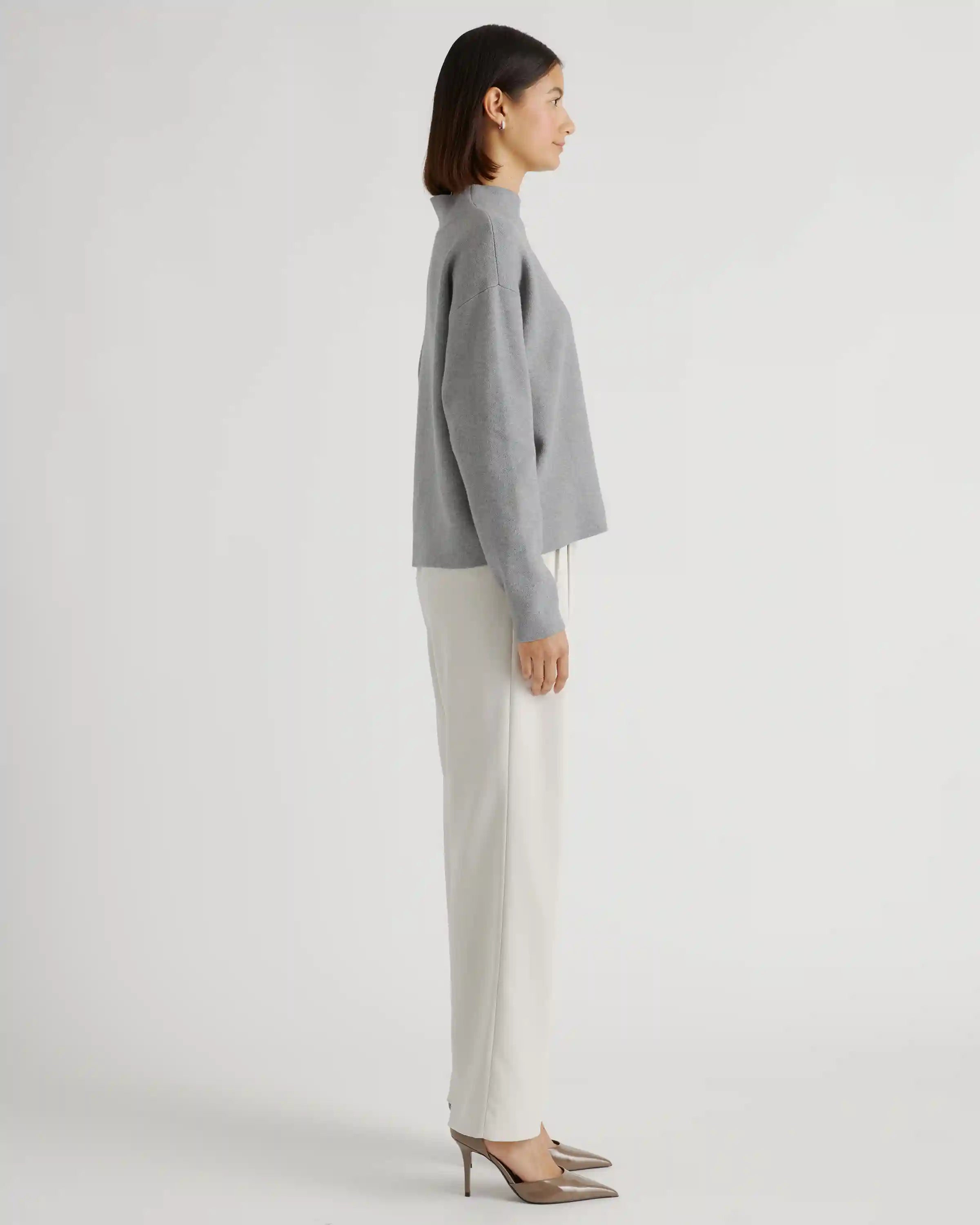 Eco-Knit Milano Stitch Mock Neck Pullover