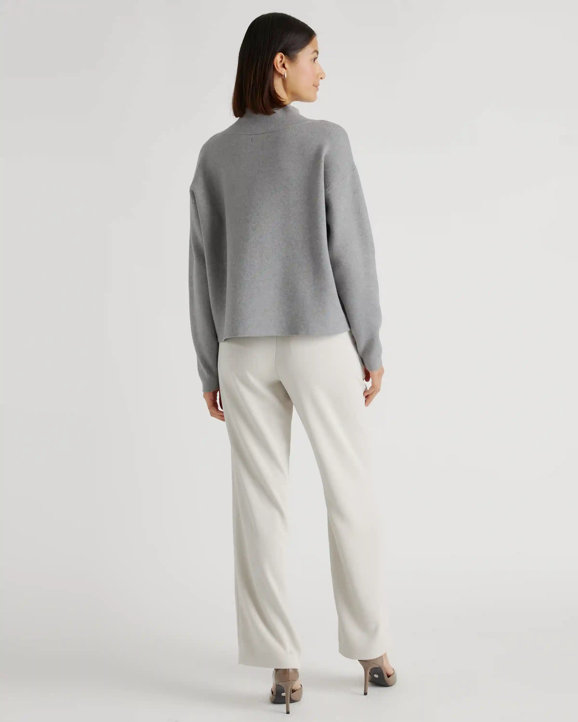 Eco-Knit Milano Stitch Mock Neck Pullover