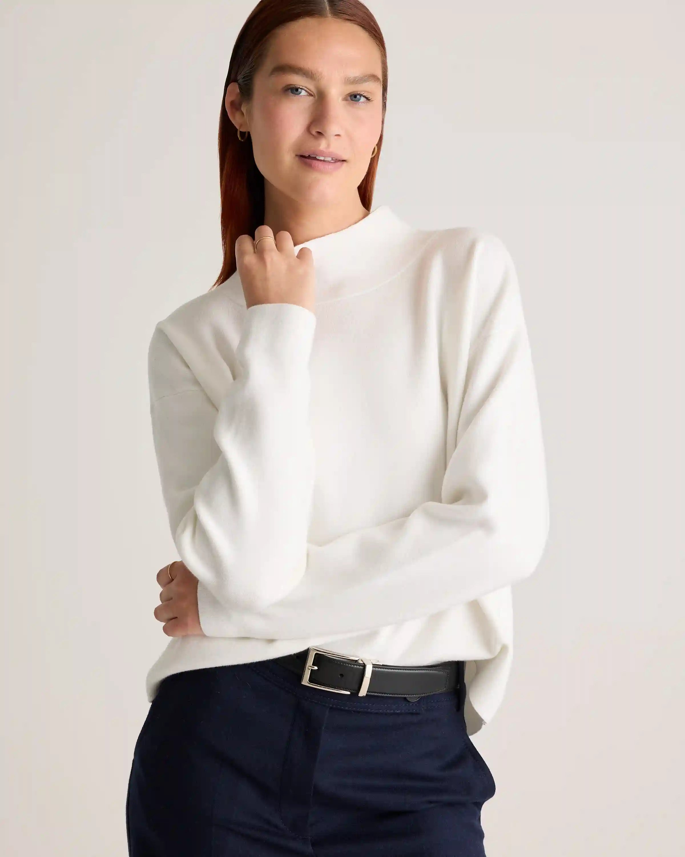 Eco-Knit Milano Stitch Mock Neck Pullover