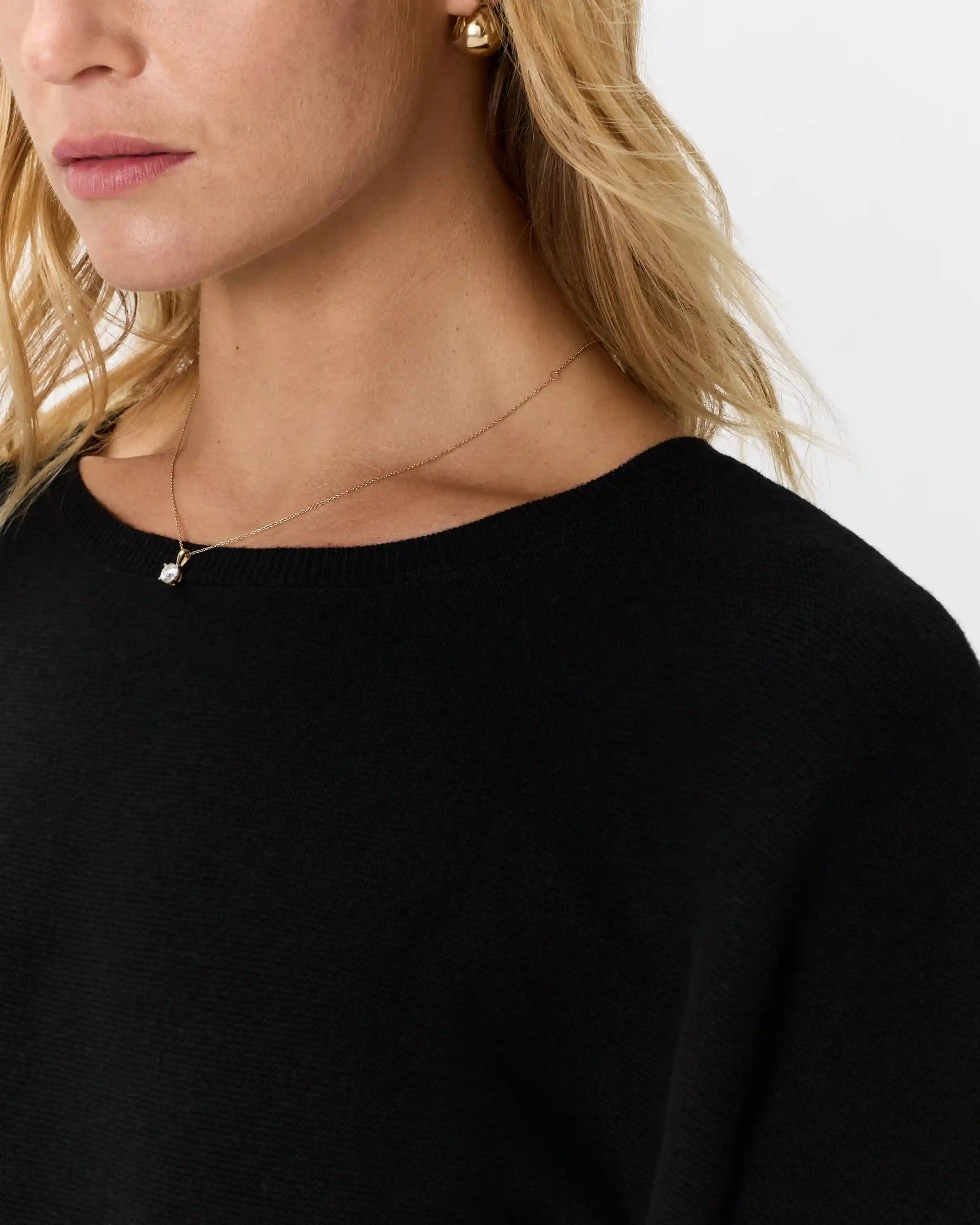 Lightweight Cotton Cashmere Link-Stitch Dolman Sweater