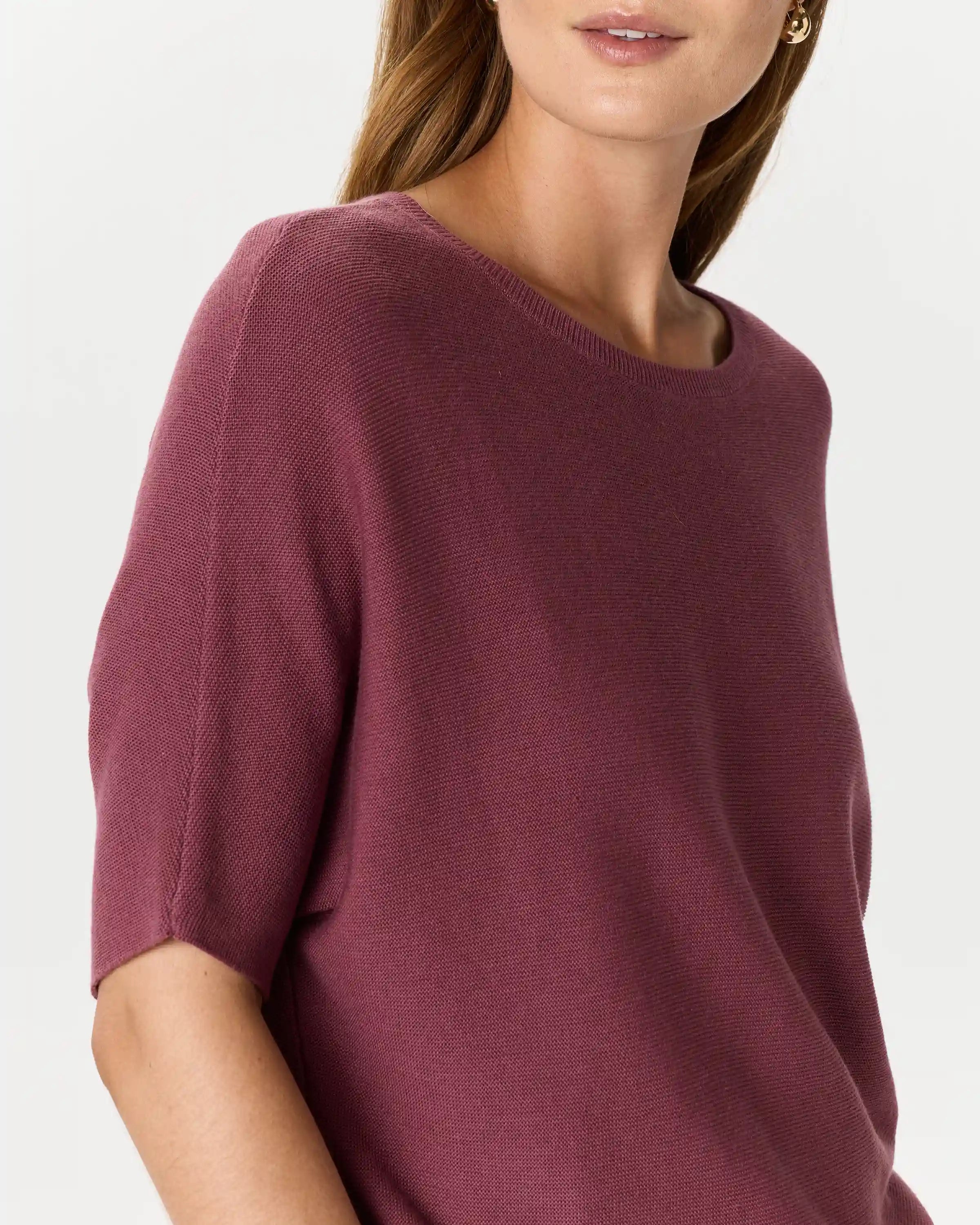 Lightweight Cotton Cashmere Link-Stitch Dolman Sweater