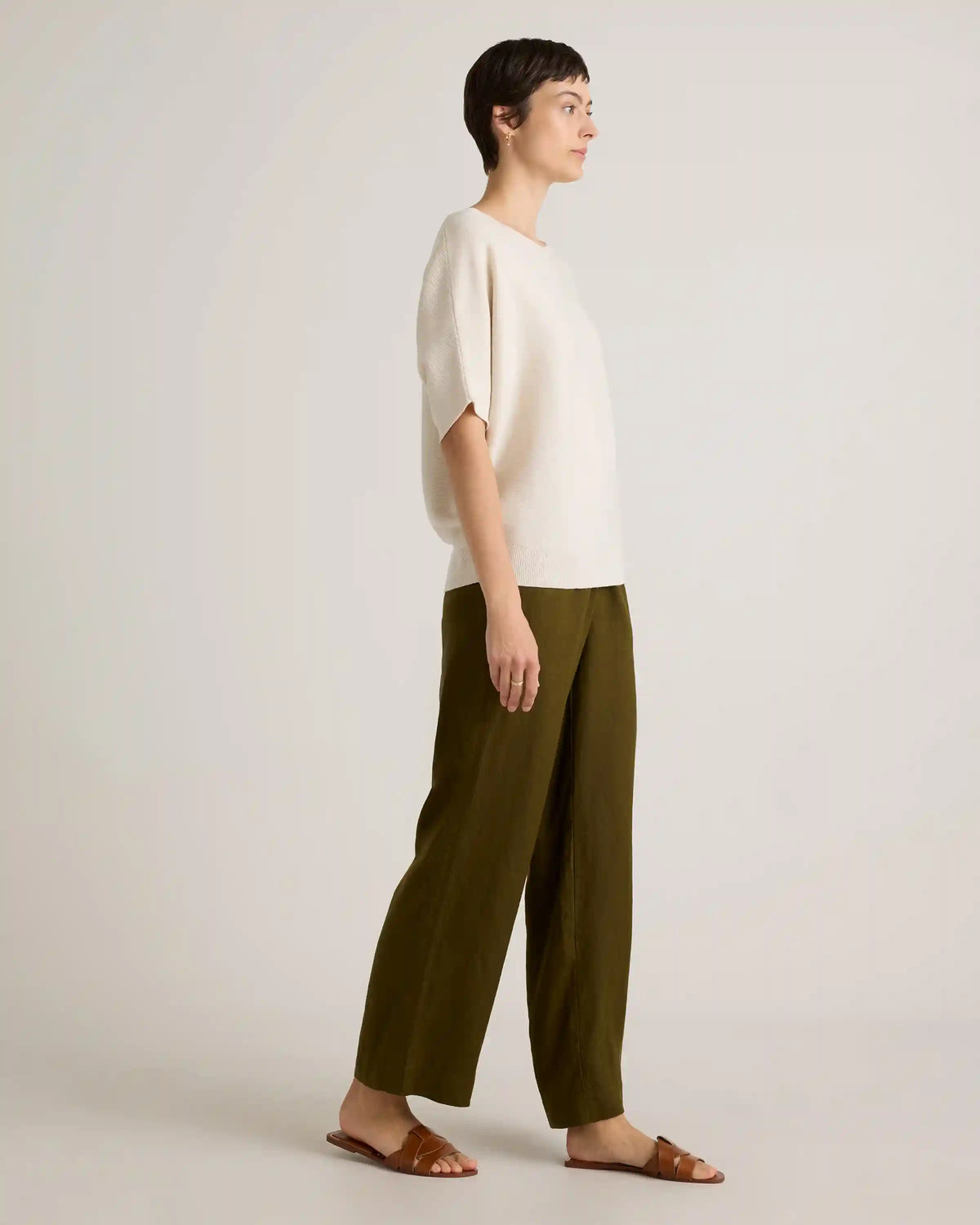 Lightweight Cotton Cashmere Link-Stitch Dolman Sweater