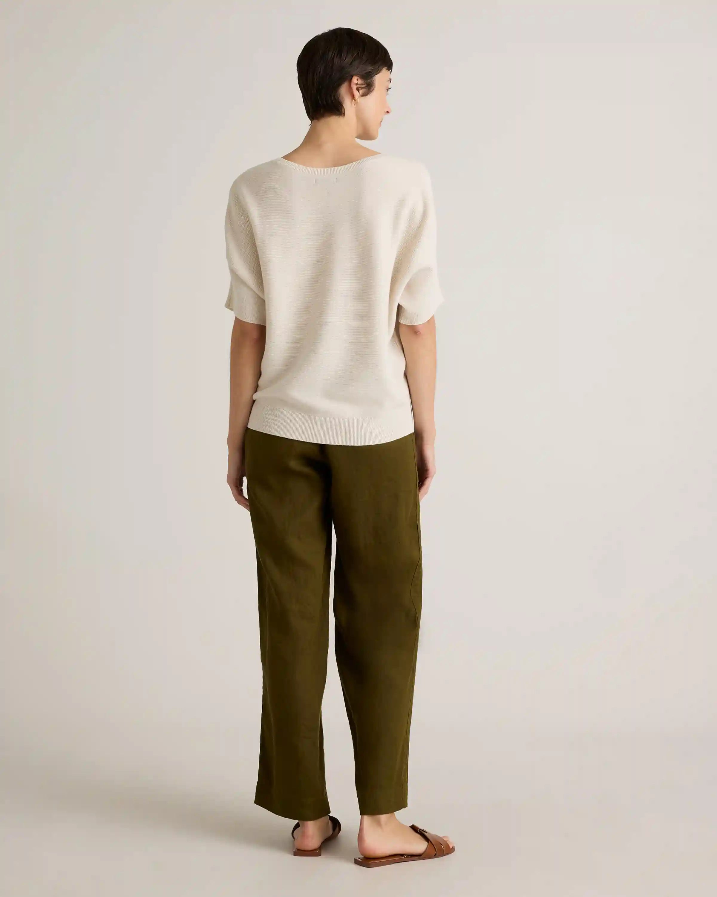 Lightweight Cotton Cashmere Link-Stitch Dolman Sweater