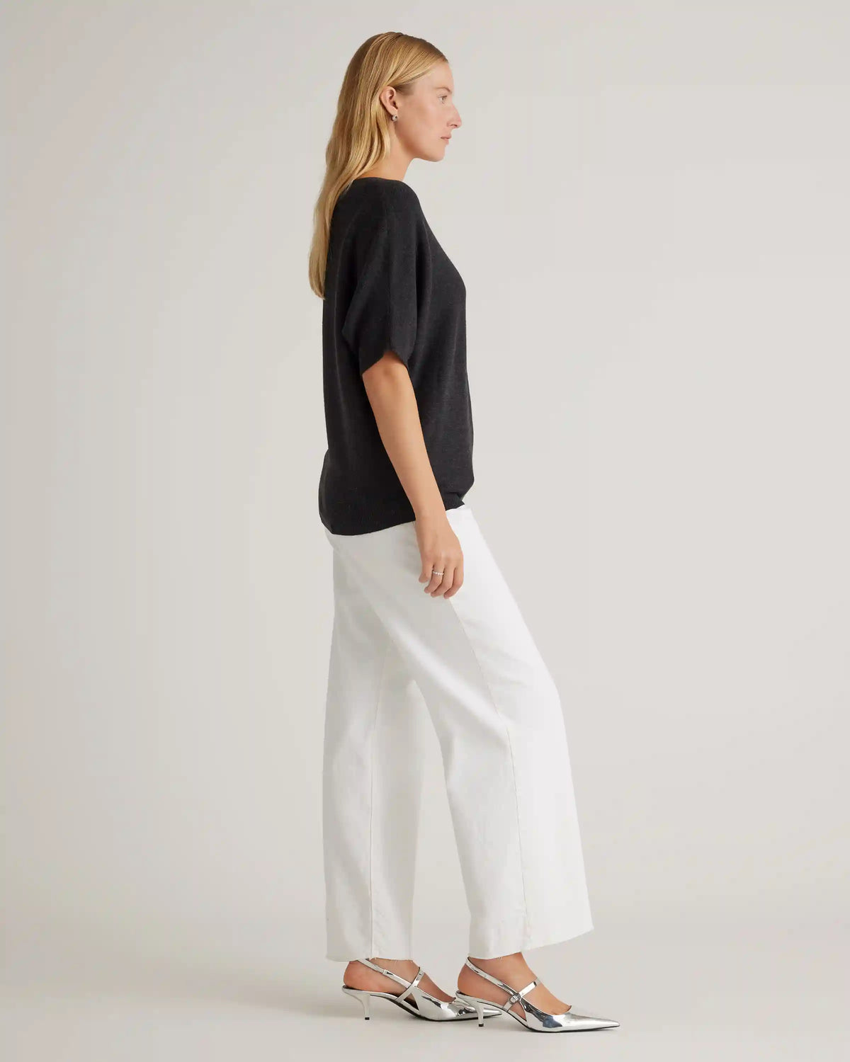 Lightweight Cotton Cashmere Link-Stitch Dolman Sweater