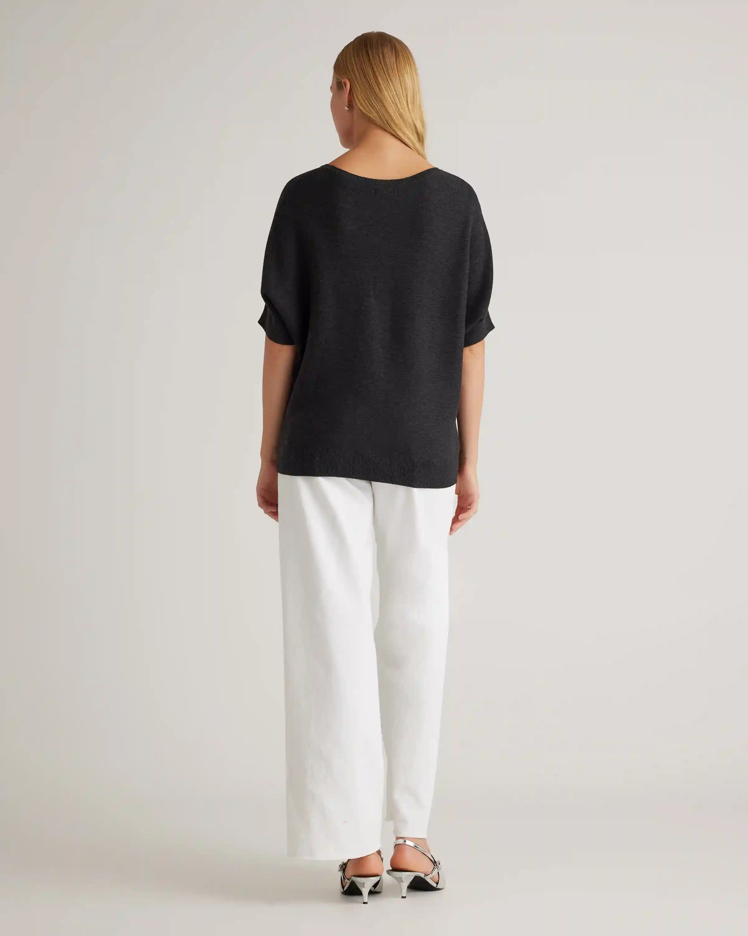 Lightweight Cotton Cashmere Link-Stitch Dolman Sweater