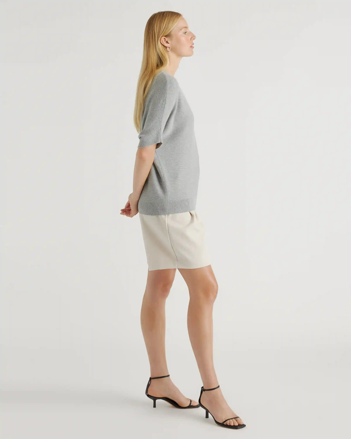 Lightweight Cotton Cashmere Link-Stitch Dolman Sweater
