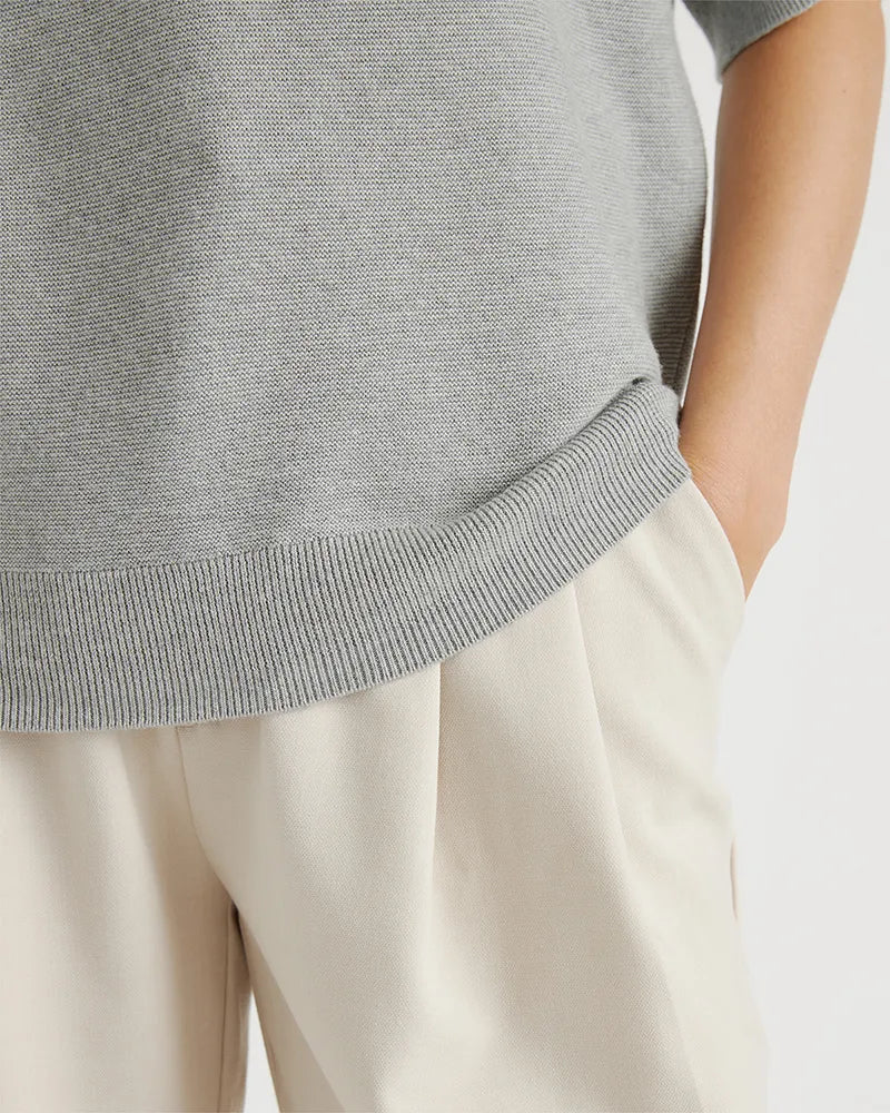 Lightweight Cotton Cashmere Link-Stitch Dolman Sweater