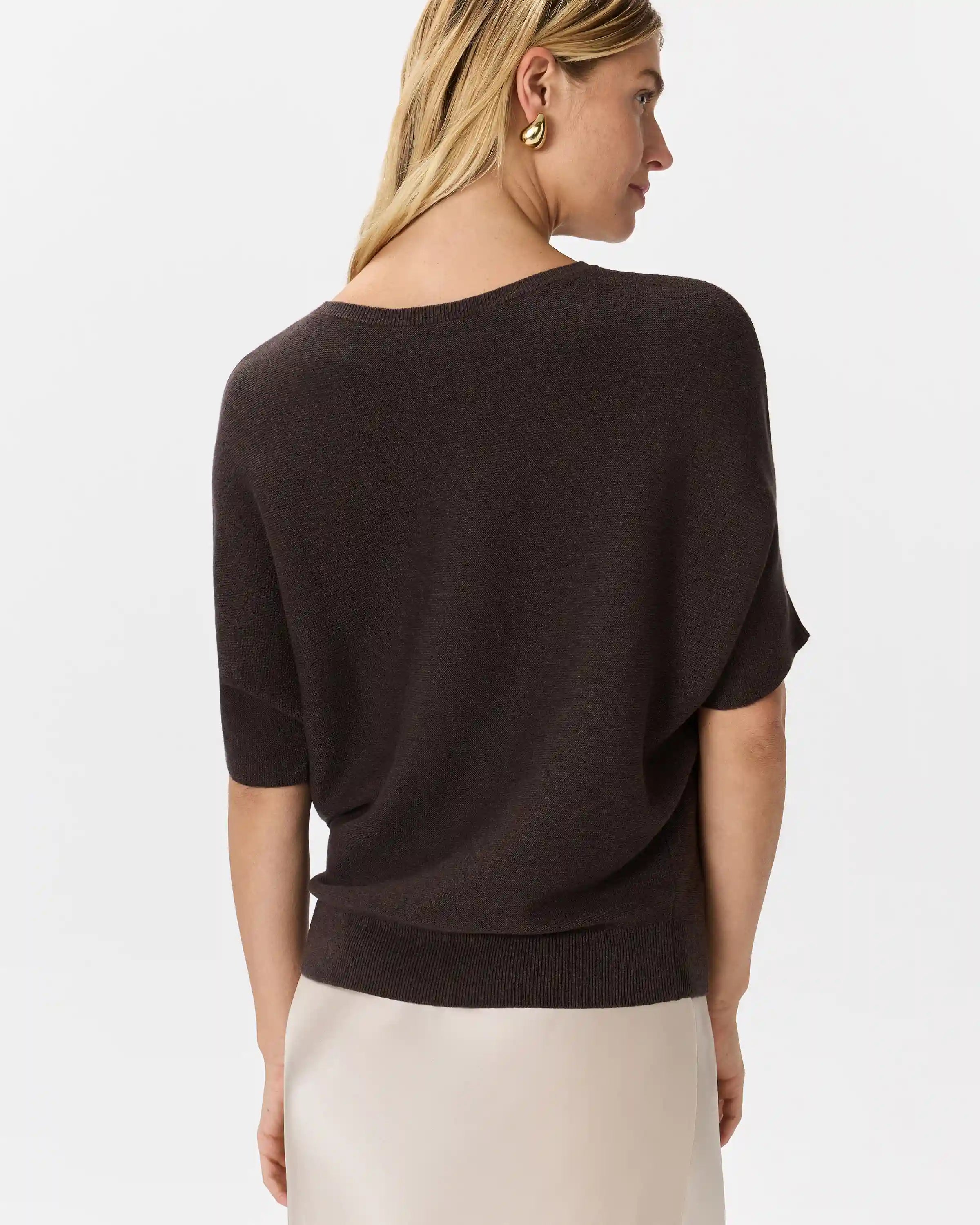 Lightweight Cotton Cashmere Link-Stitch Dolman Sweater