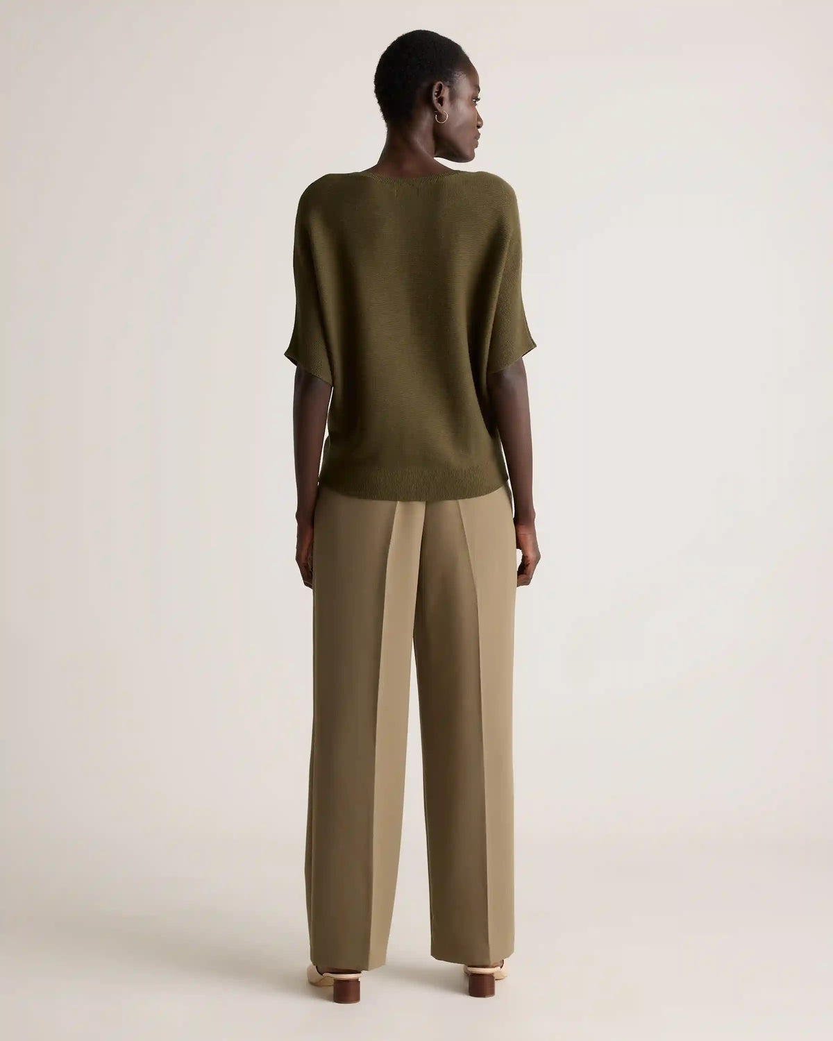 Lightweight Cotton Cashmere Link-Stitch Dolman Sweater