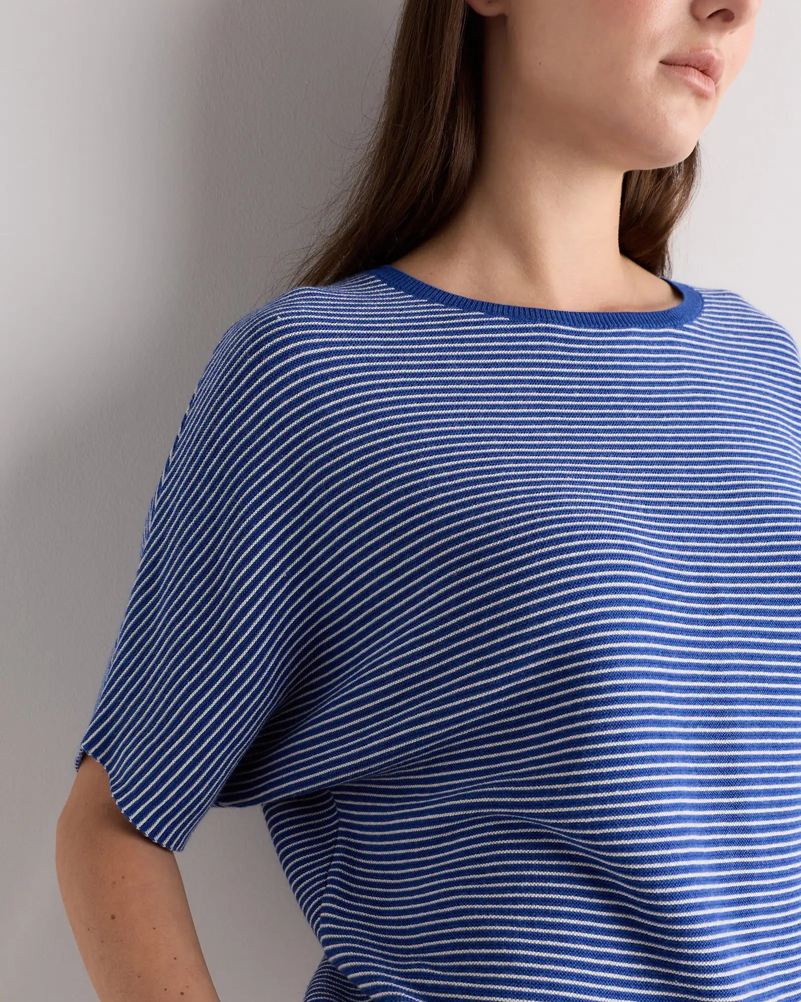 Lightweight Cotton Cashmere Link-Stitch Dolman Sweater
