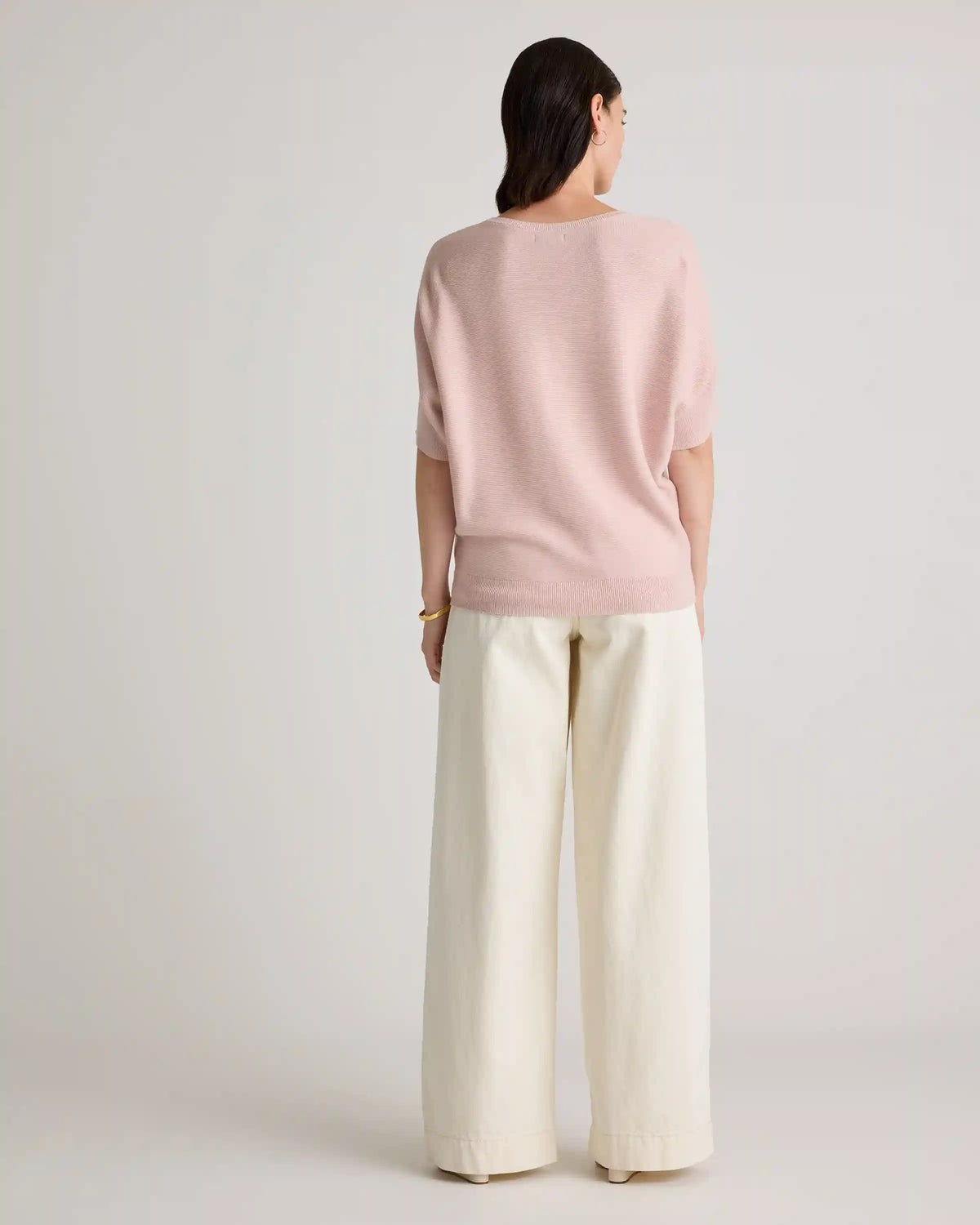 Lightweight Cotton Cashmere Link-Stitch Dolman Sweater