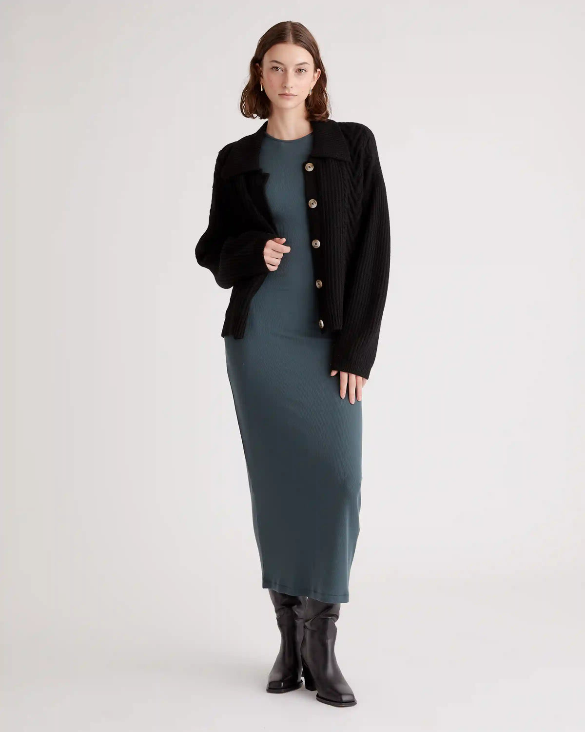 Australian Merino Wool Collared Cable Cardigan