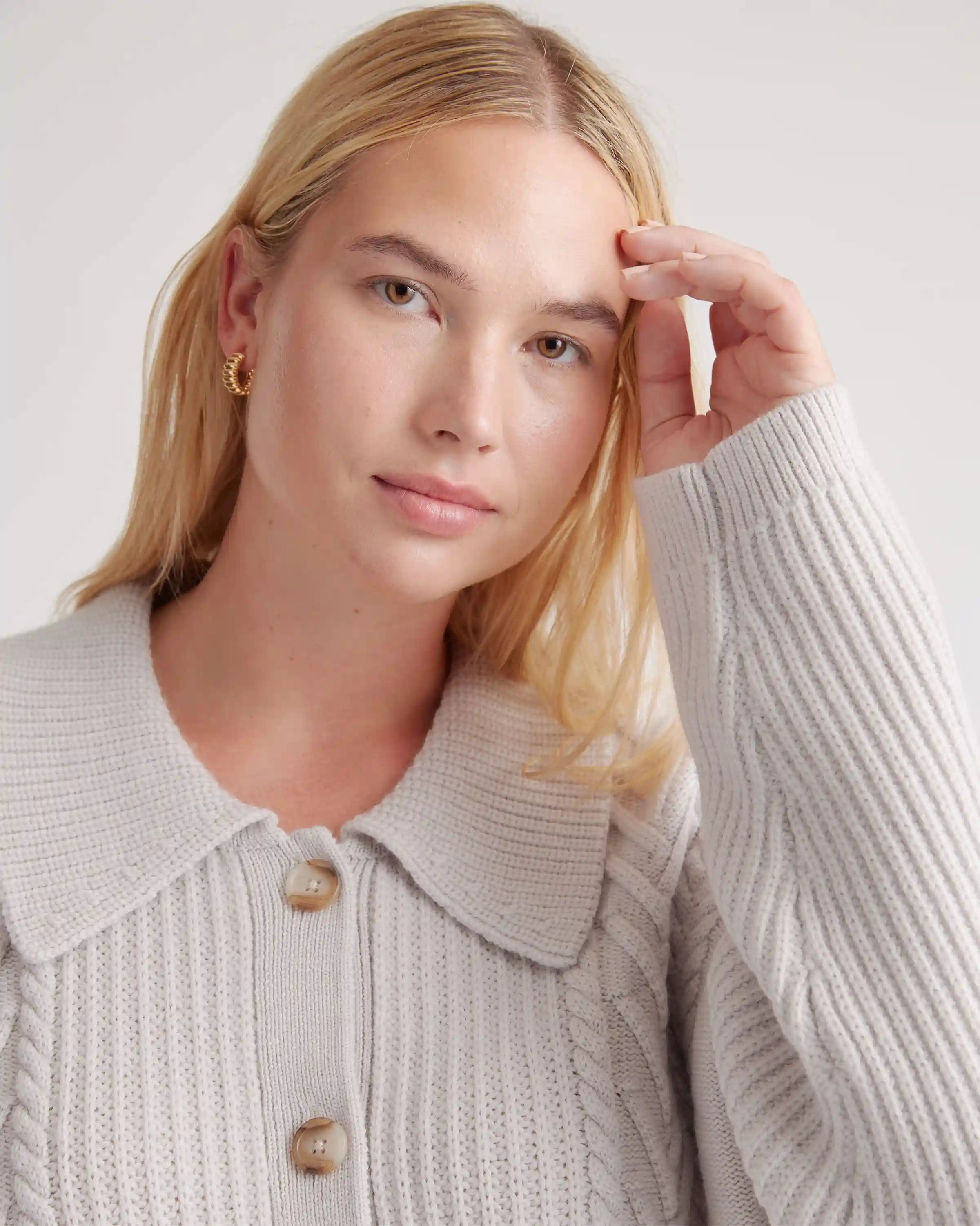 Australian Merino Wool Collared Cable Cardigan