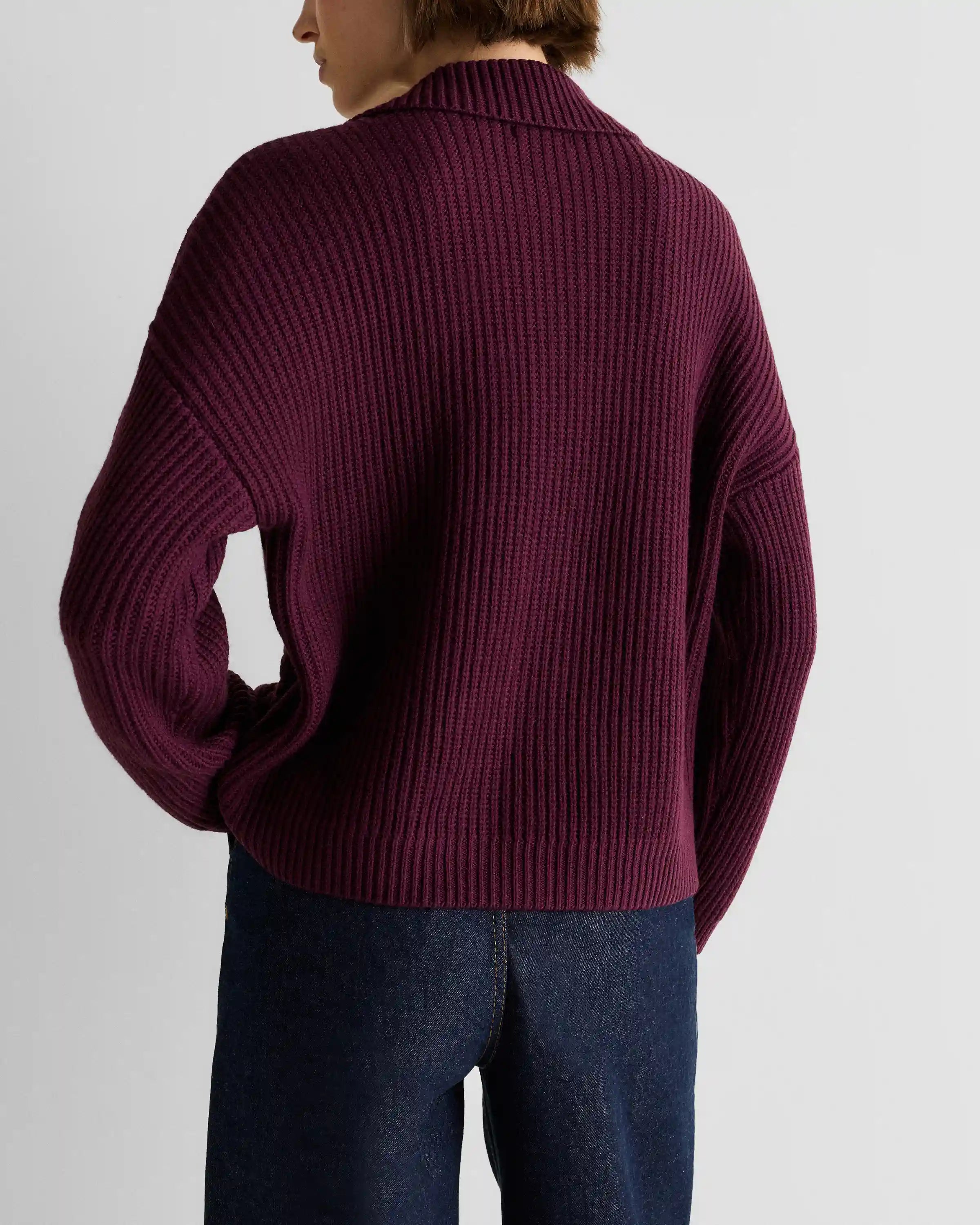 Australian Merino Wool Collared Cable Cardigan