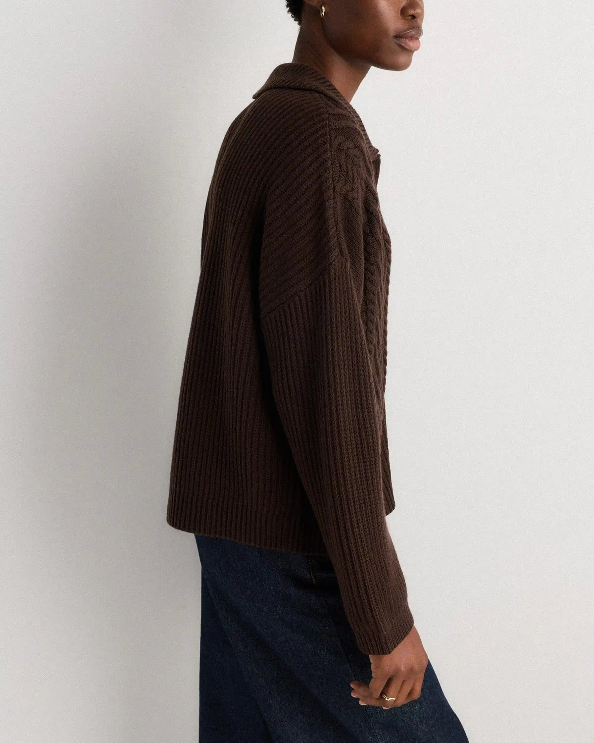 Australian Merino Wool Collared Cable Cardigan