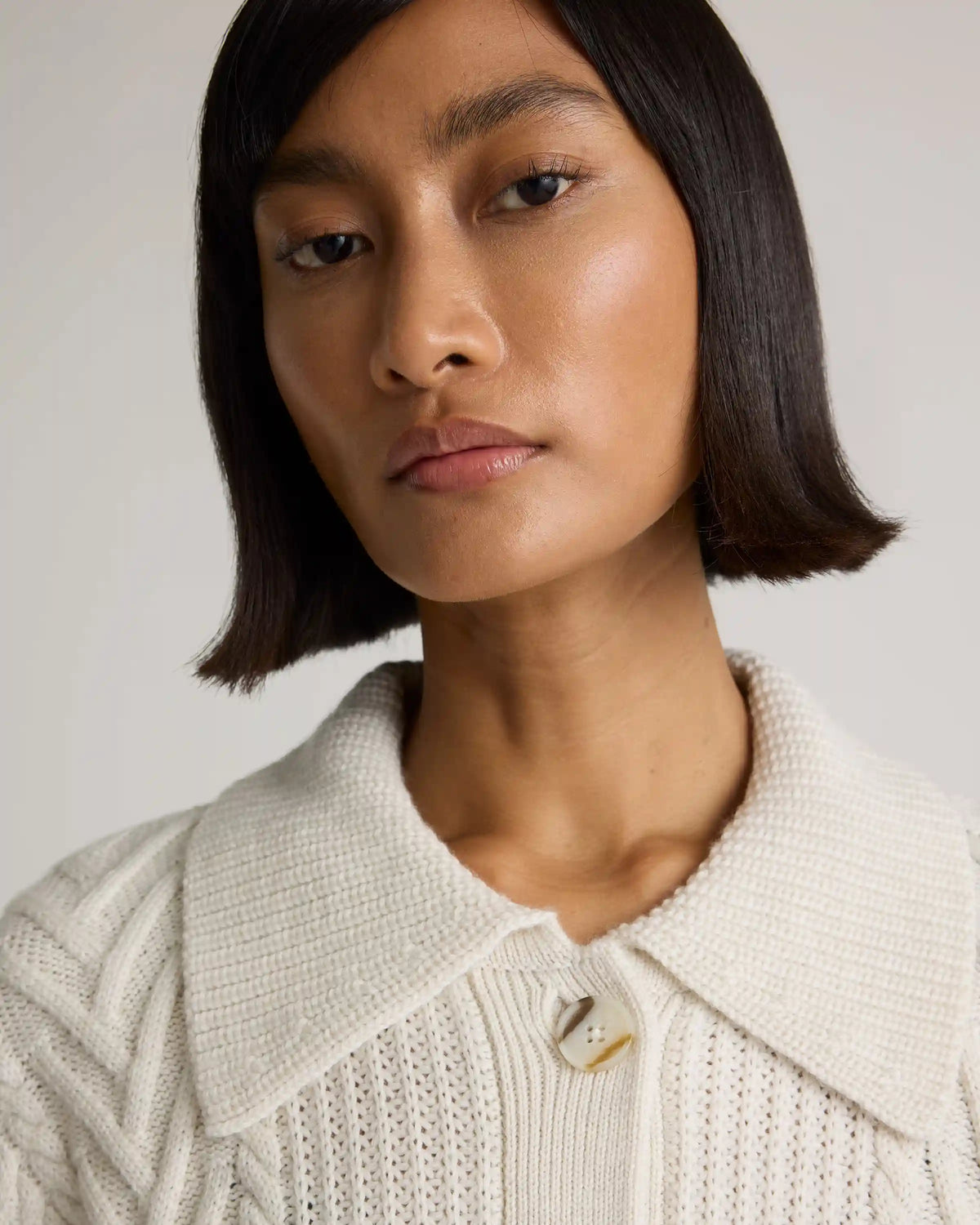 Australian Merino Wool Collared Cable Cardigan