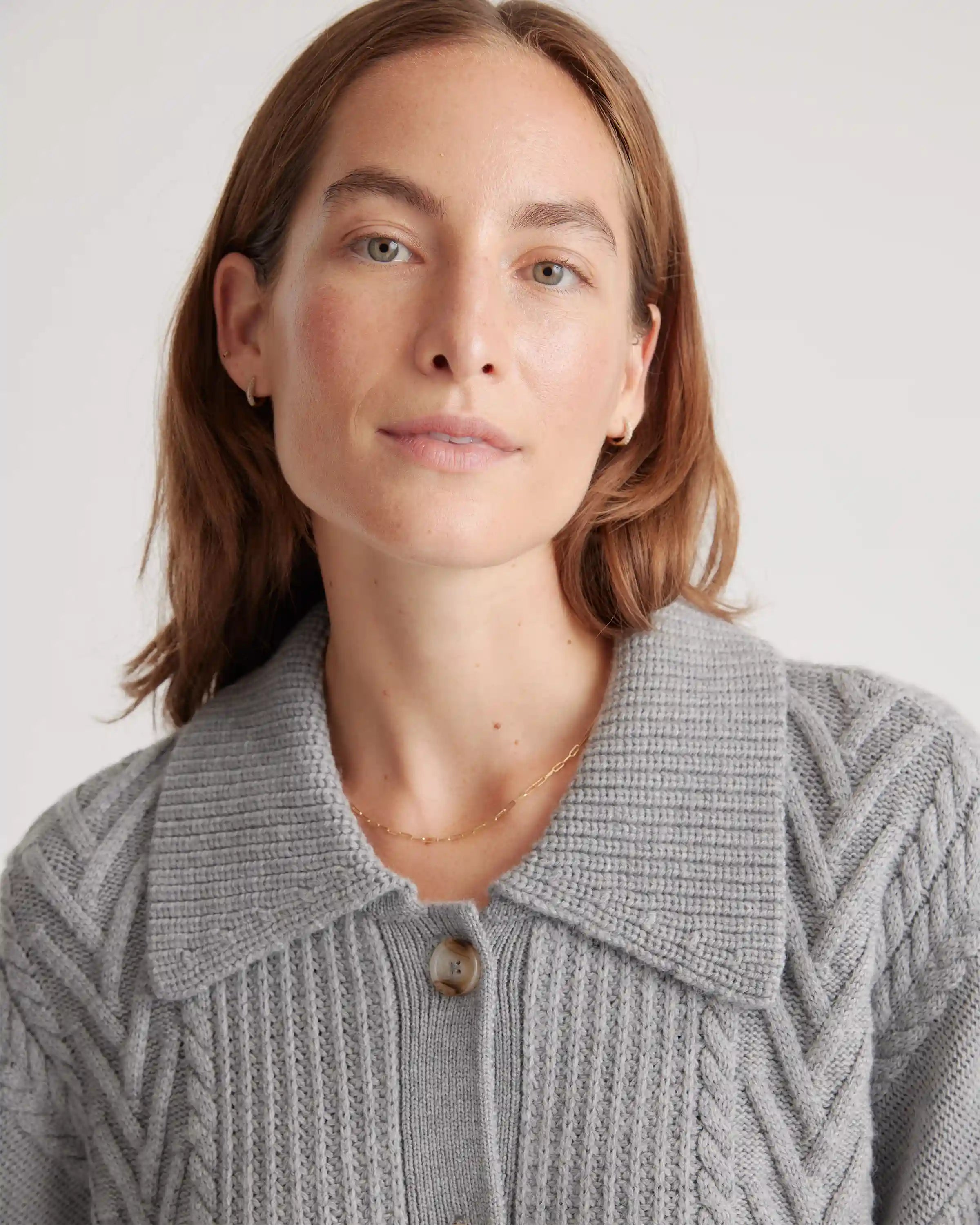 Australian Merino Wool Collared Cable Cardigan