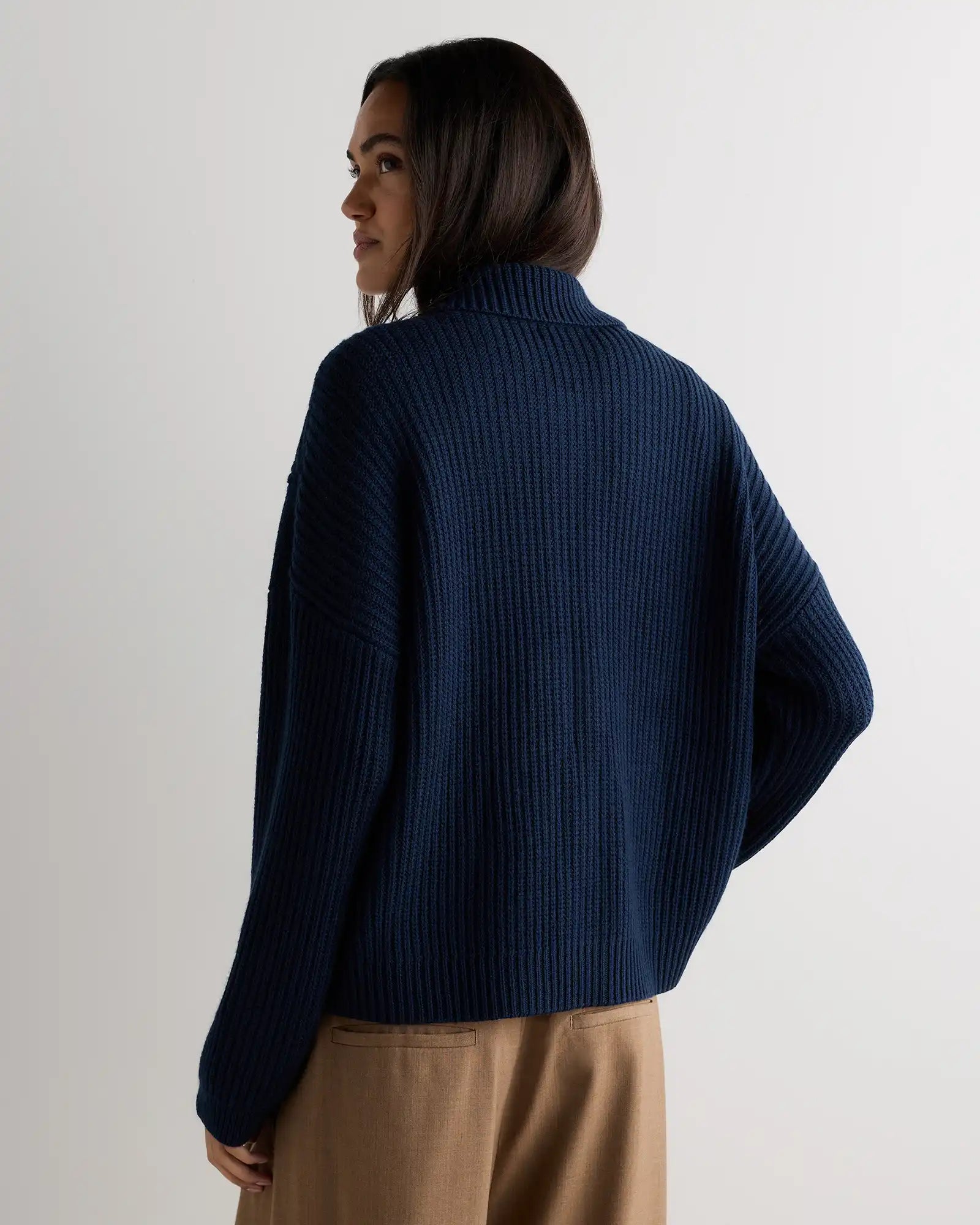Australian Merino Wool Collared Cable Cardigan